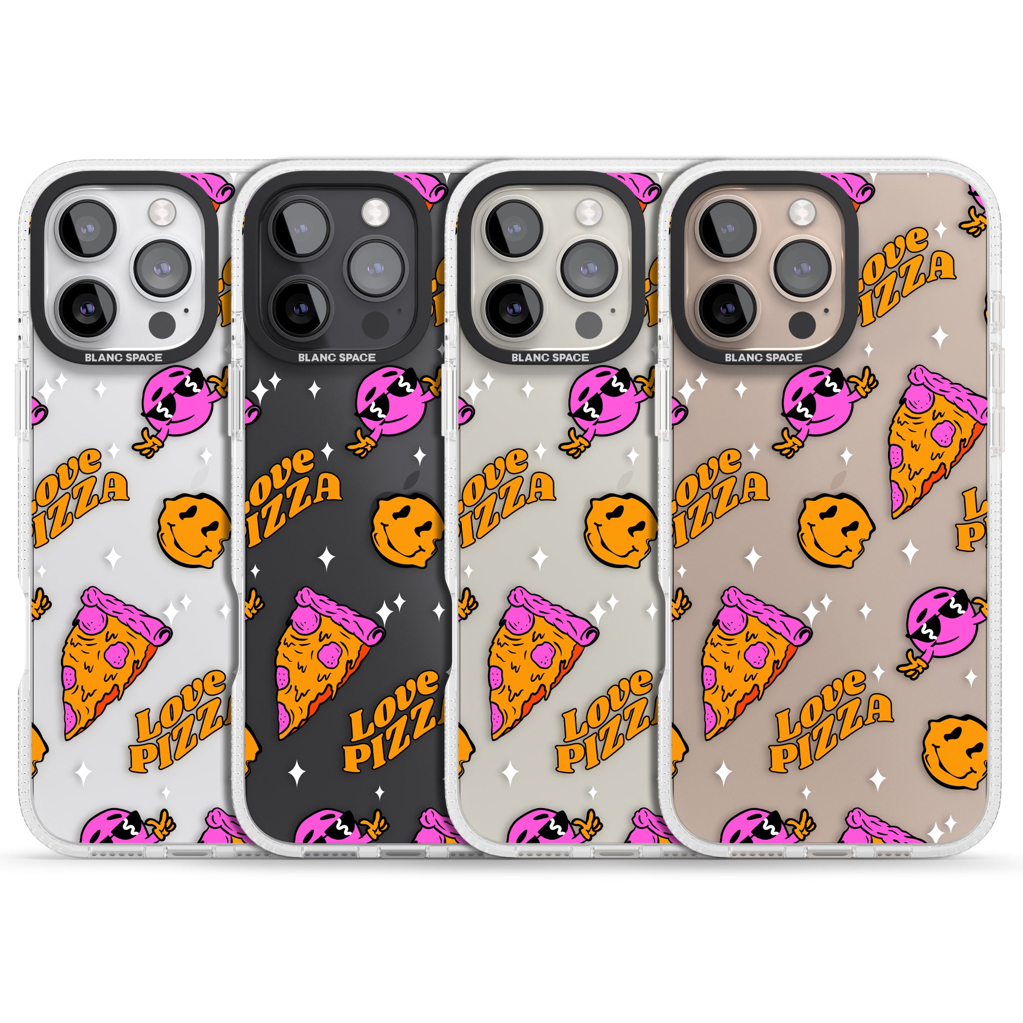 Psychedelic Love Pizza Pattern (Clear) iPhone 16 Pro Max / 16 Pro Clear Case Impact Air - Blanc Space