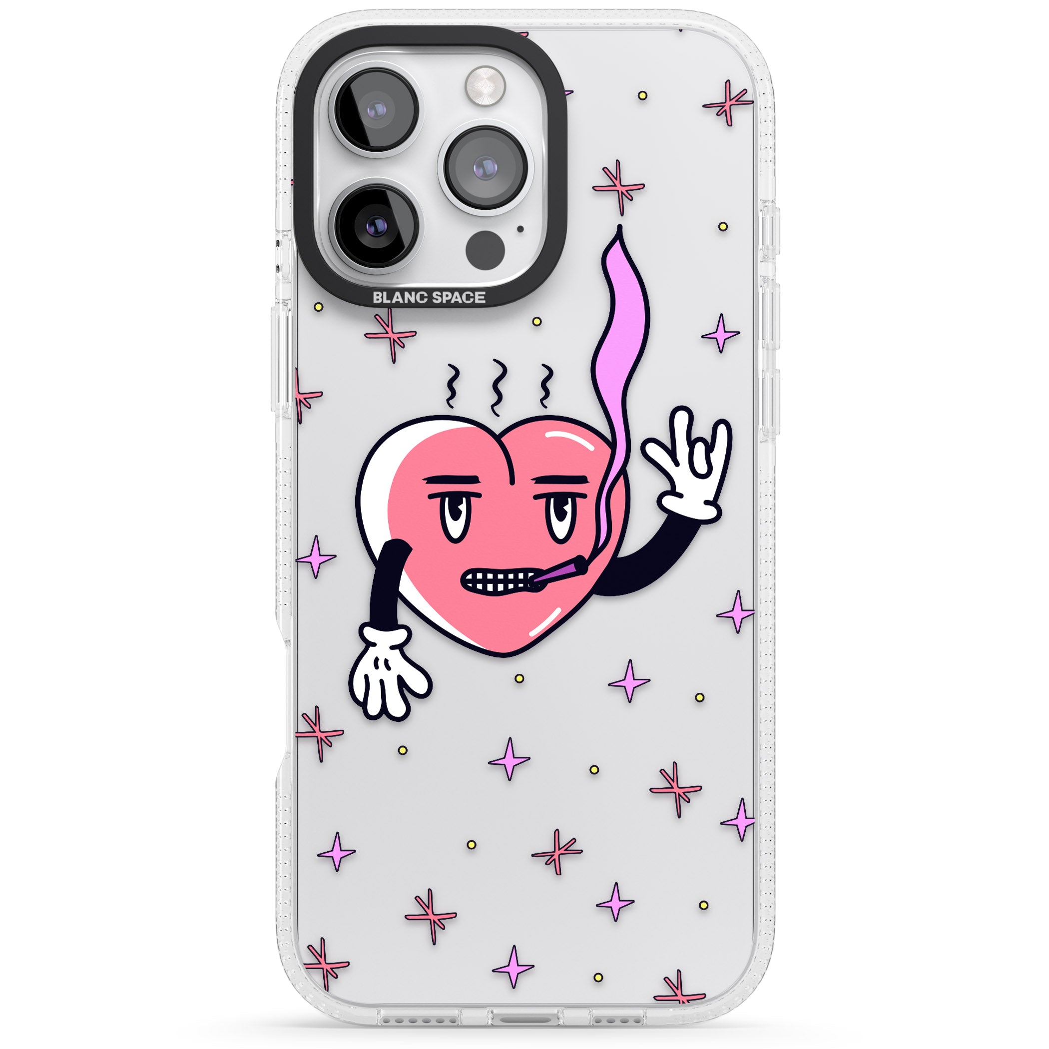 Rock n Roll Heart (Clear) iPhone 16 Pro Max / 16 Pro Clear Case Impact Air - Blanc Space