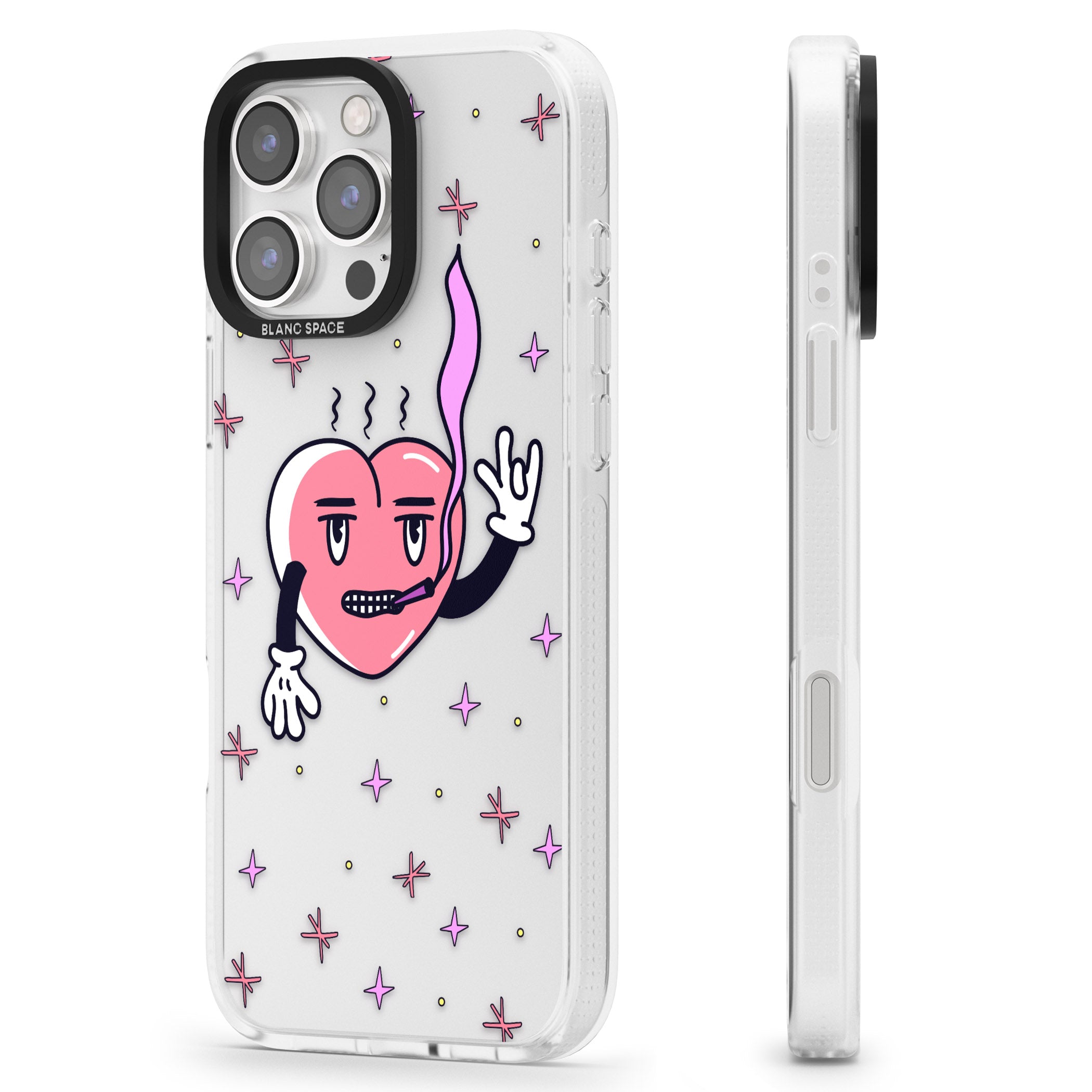 Rock n Roll Heart (Clear) iPhone 16 Pro Max / 16 Pro Clear Case Impact Air - Blanc Space