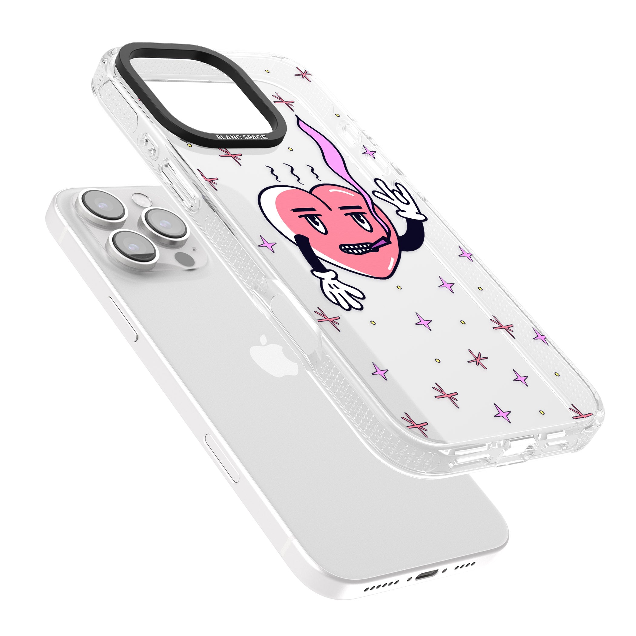 Rock n Roll Heart (Clear) iPhone 16 Pro Max / 16 Pro Clear Case Impact Air - Blanc Space