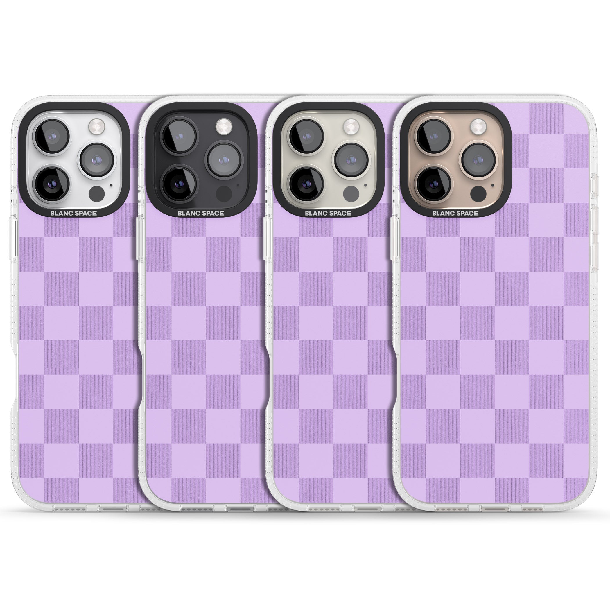 LILAC CHECKERED iPhone 16 Pro Max / 16 Pro Clear Case Impact Air - Blanc Space