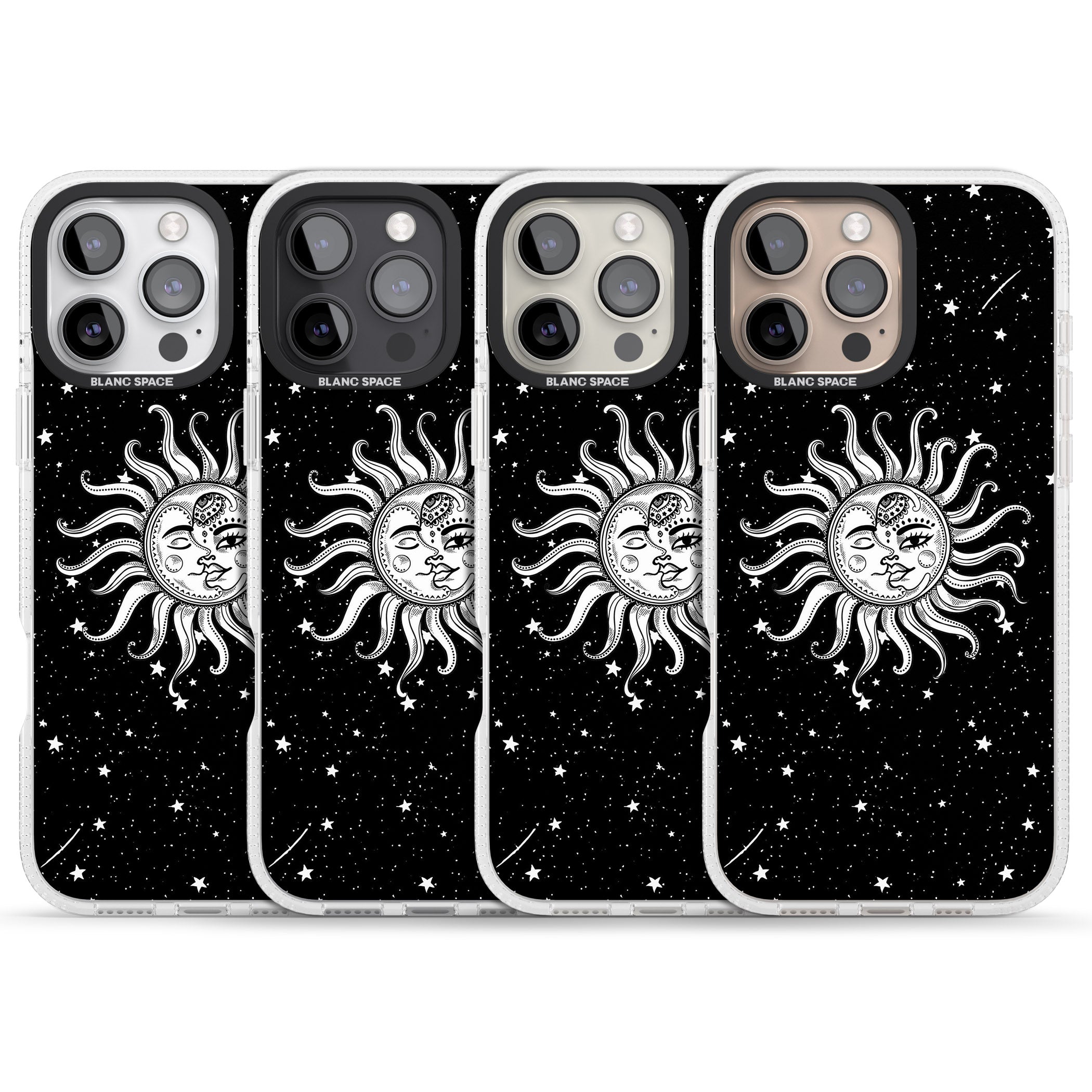 Mystic Sun Moon iPhone 16 Pro Max / 16 Pro Clear Case Impact Air - Blanc Space