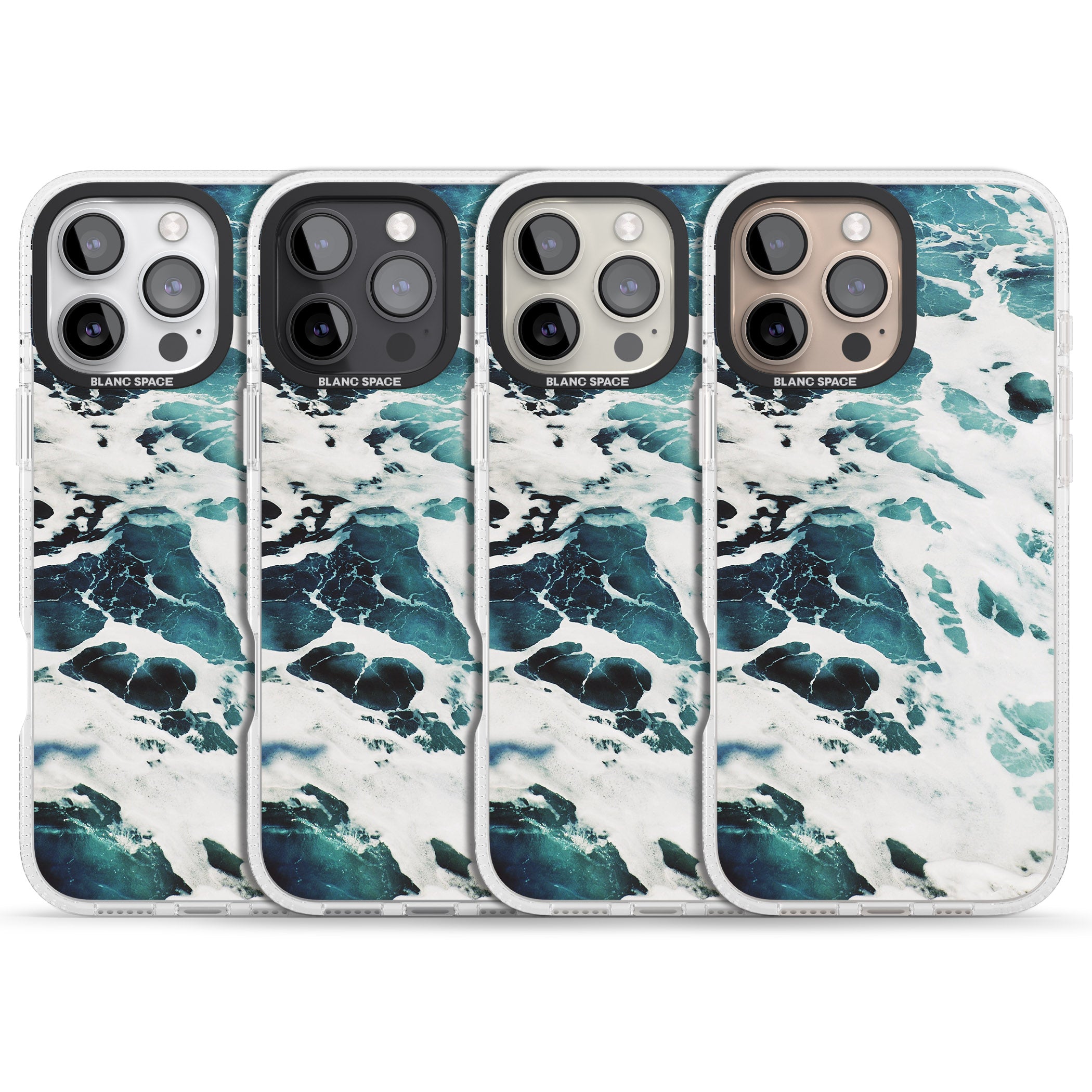 Ocean Waves Photograph iPhone 16 Pro Max / 16 Pro Clear Case Impact Air - Blanc Space