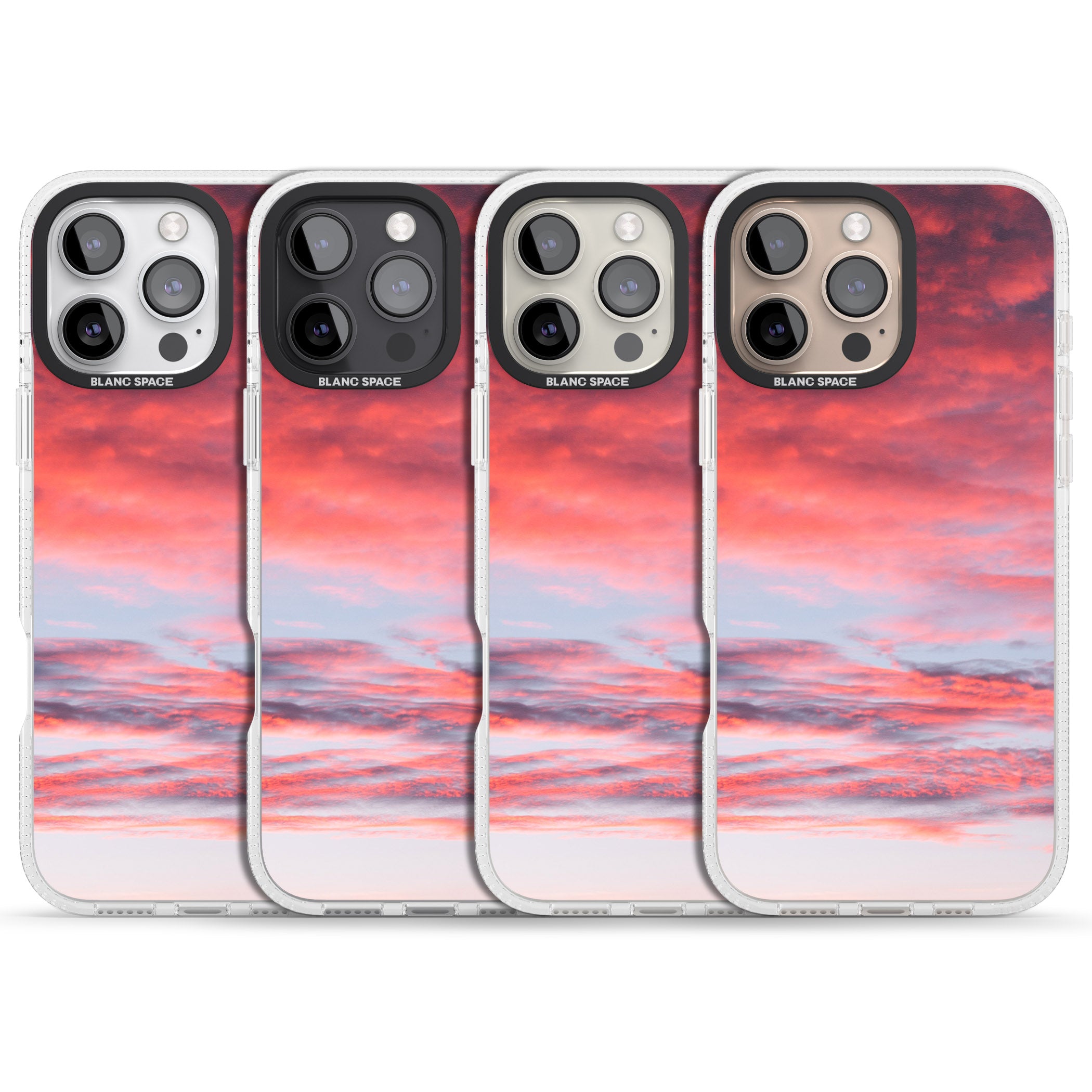 Pink Cloudy Sunset Photograph iPhone 16 Pro Max / 16 Pro Clear Case Impact Air - Blanc Space