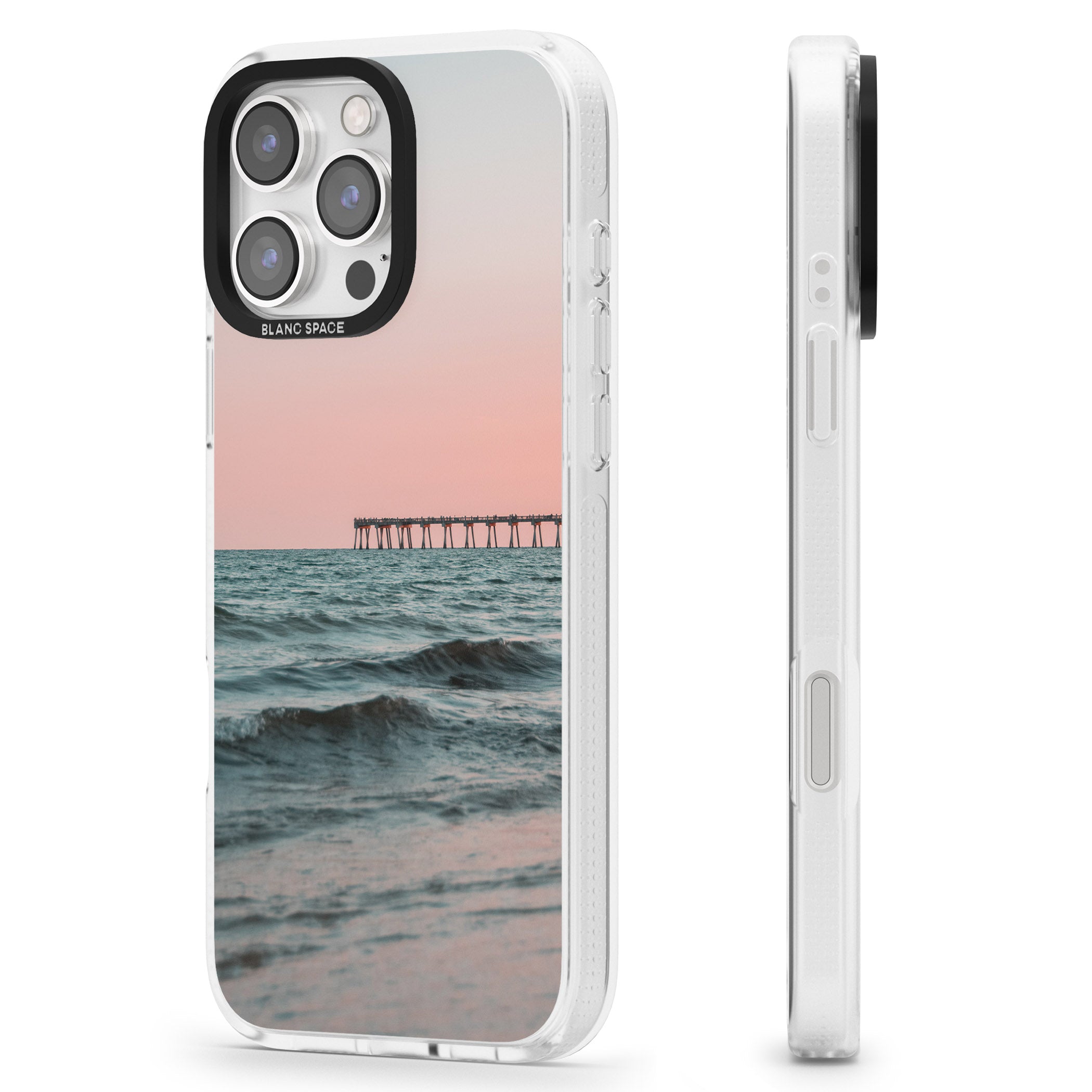 Beach Pier Photograph iPhone 16 Pro Max / 16 Pro Clear Case Impact Air - Blanc Space