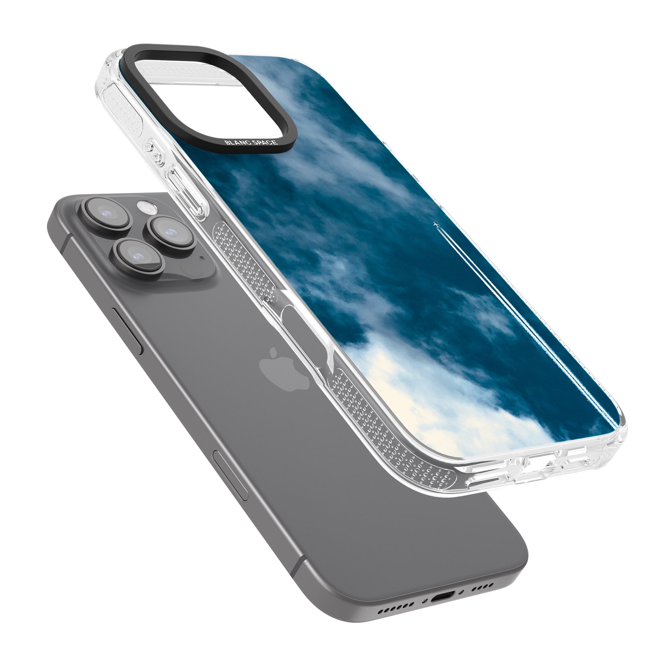 Plane in Cloudy Sky Photograph iPhone 16 Pro Max / 16 Pro Clear Case Impact Air - Blanc Space