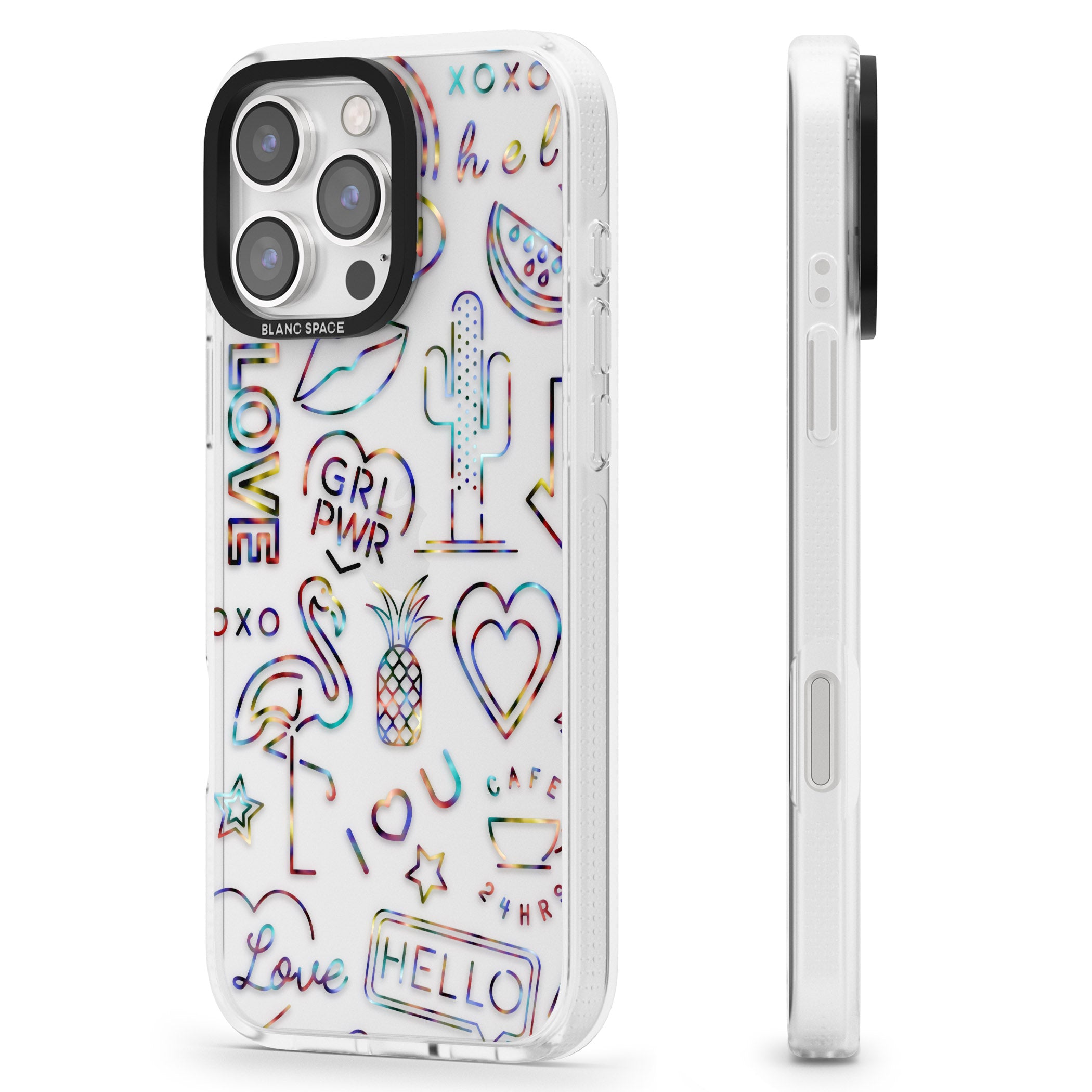 Funky nebula Neon Sign iPhone 16 Pro Max / 16 Pro Clear Case Impact Air - Blanc Space