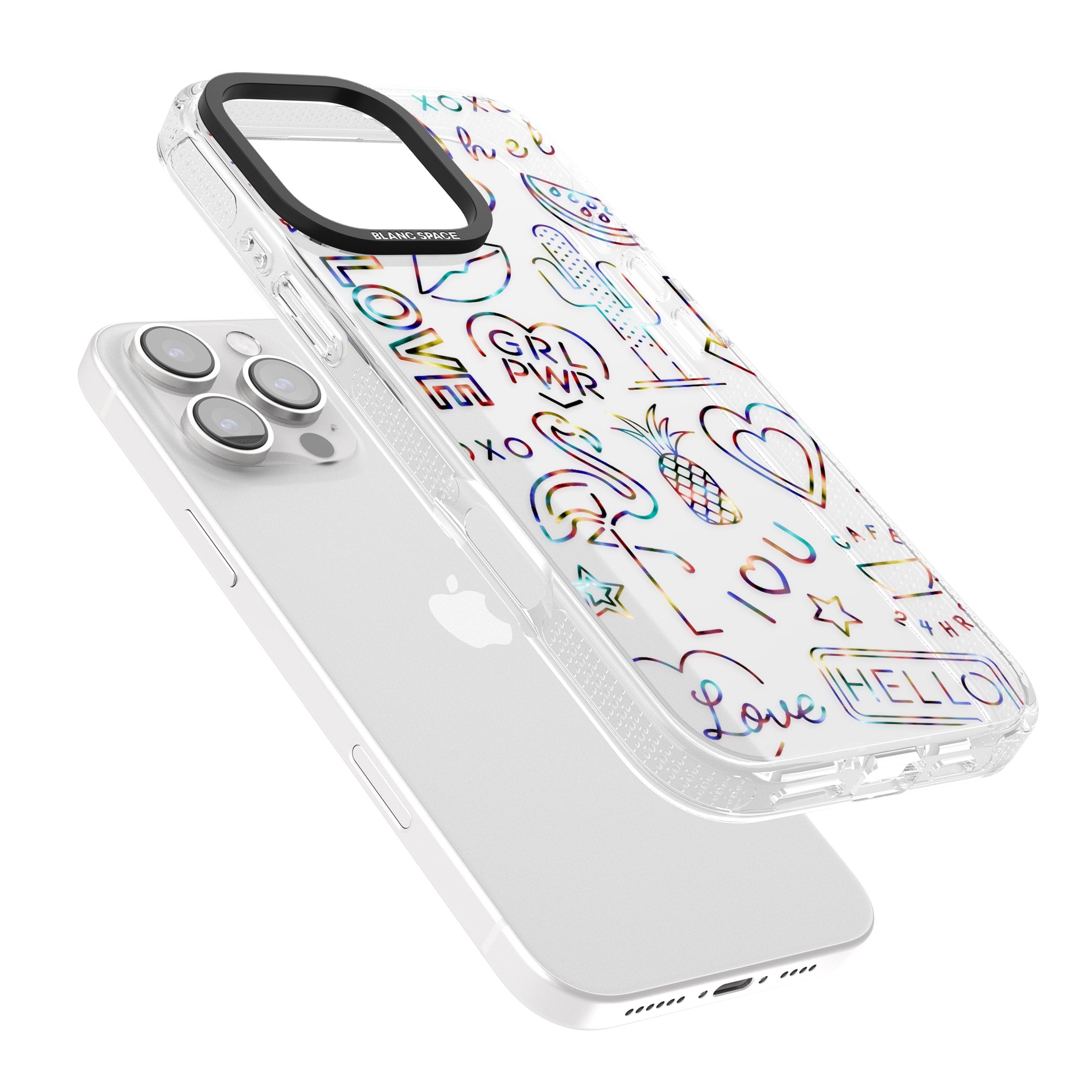 Funky nebula Neon Sign iPhone 16 Pro Max / 16 Pro Clear Case Impact Air - Blanc Space