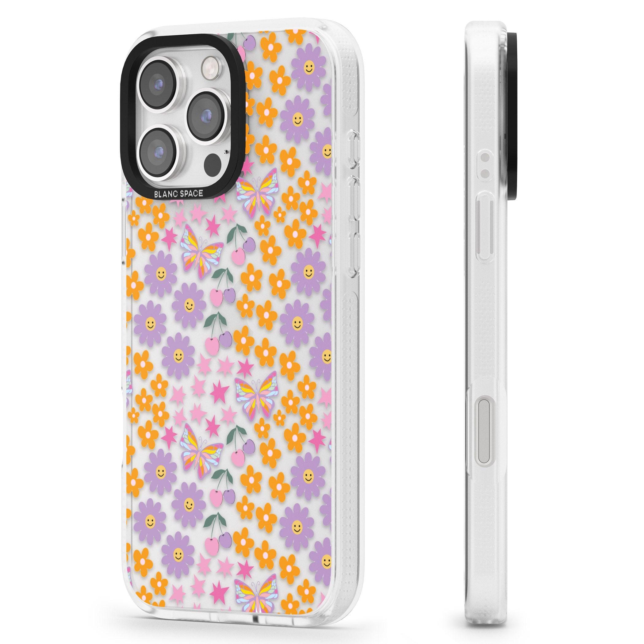 Botanical Bombardment iPhone 16 Pro Max / 16 Pro Clear Case Impact Air - Blanc Space