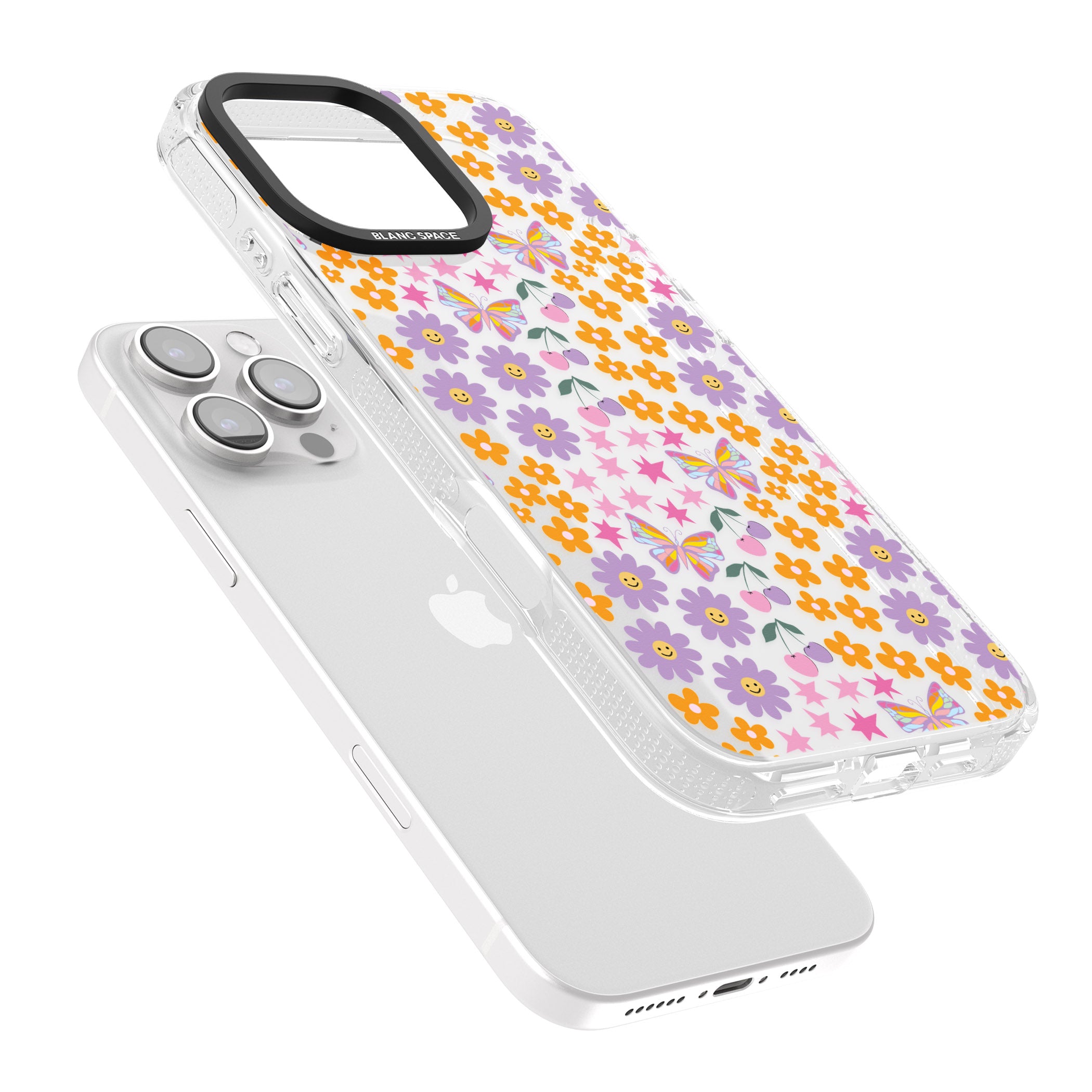Botanical Bombardment iPhone 16 Pro Max / 16 Pro Clear Case Impact Air - Blanc Space