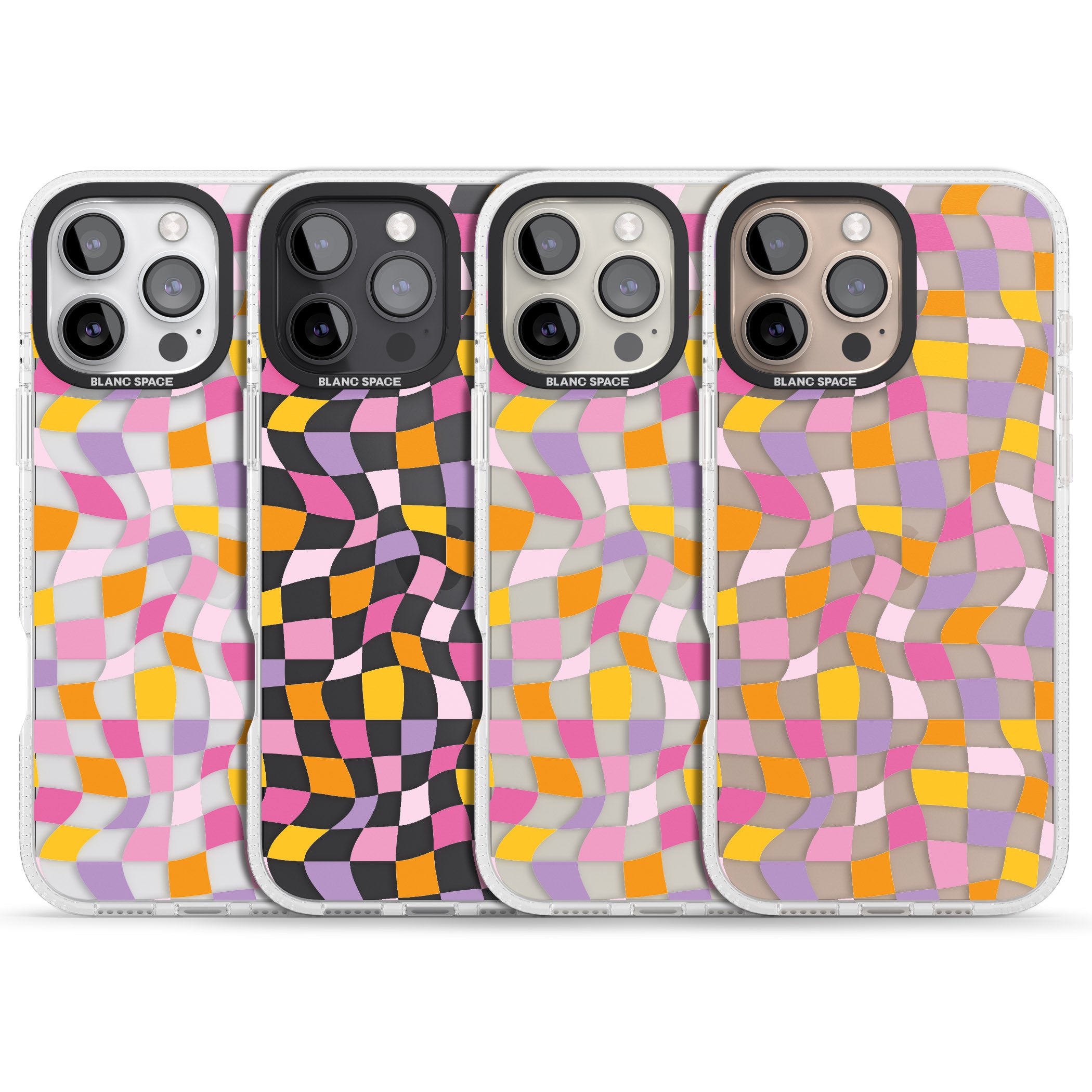 Wonky Squares Pattern iPhone 16 Pro Max / 16 Pro Clear Case Impact Air - Blanc Space