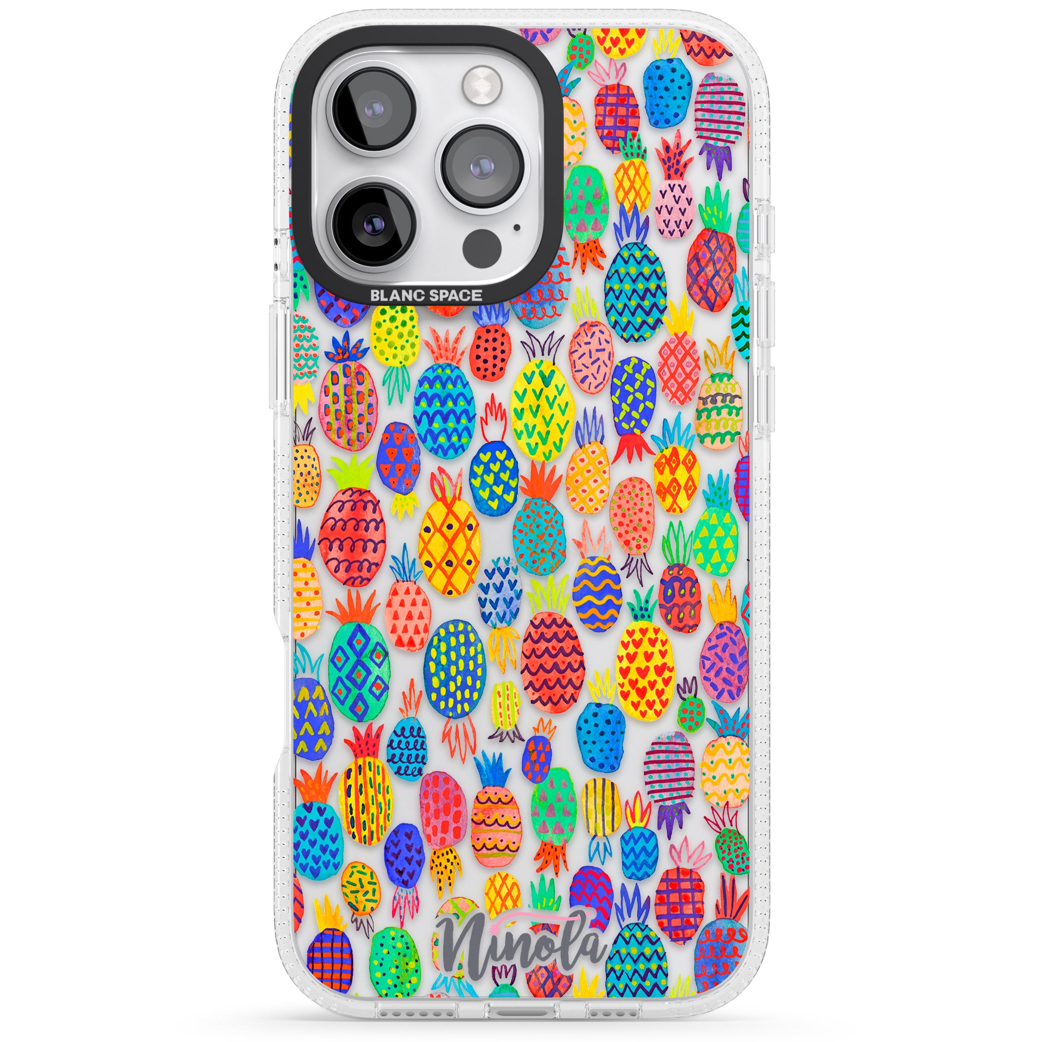 Cute Pineapples iPhone 16 Pro Max / 16 Pro Clear Case Impact Air - Blanc Space