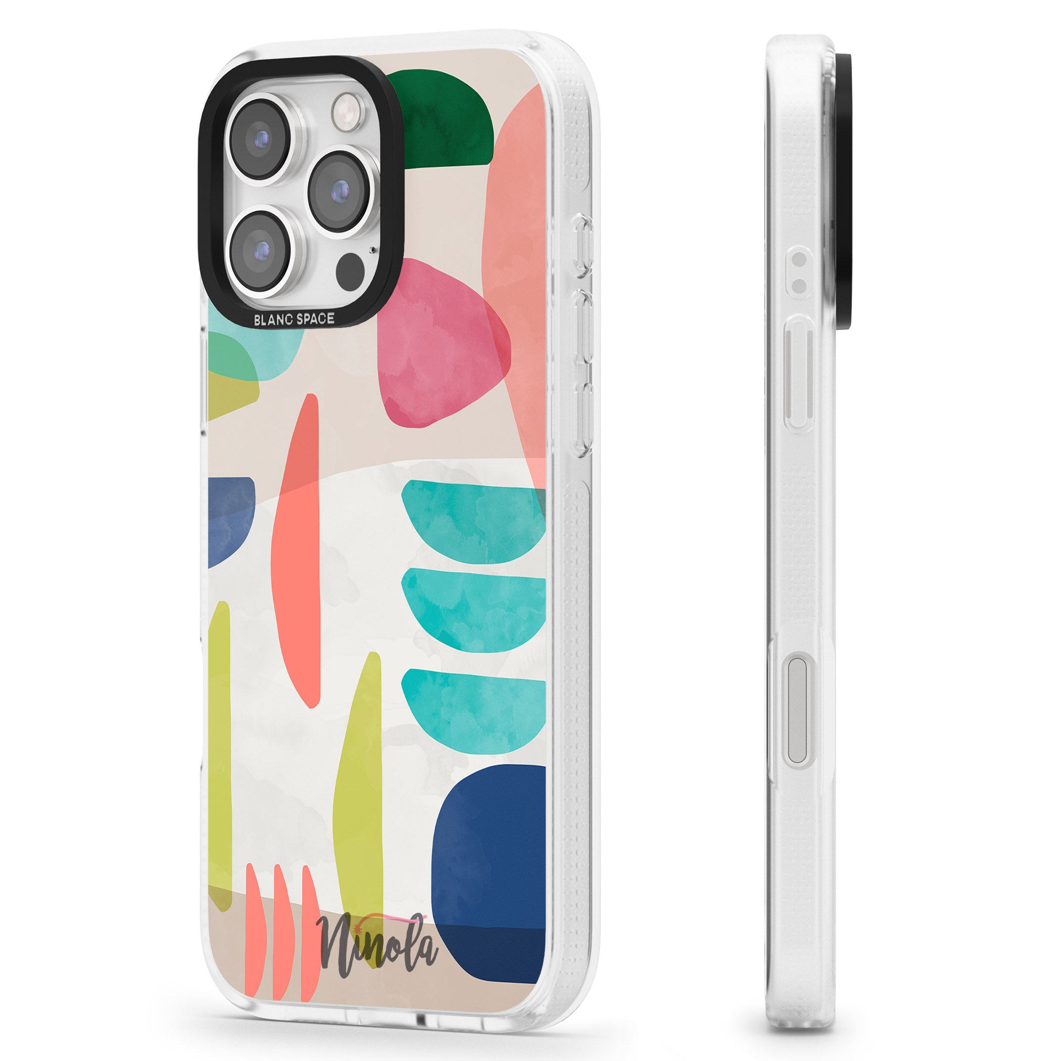 Organic Bold Shapes iPhone 16 Pro Max / 16 Pro Clear Case Impact Air - Blanc Space