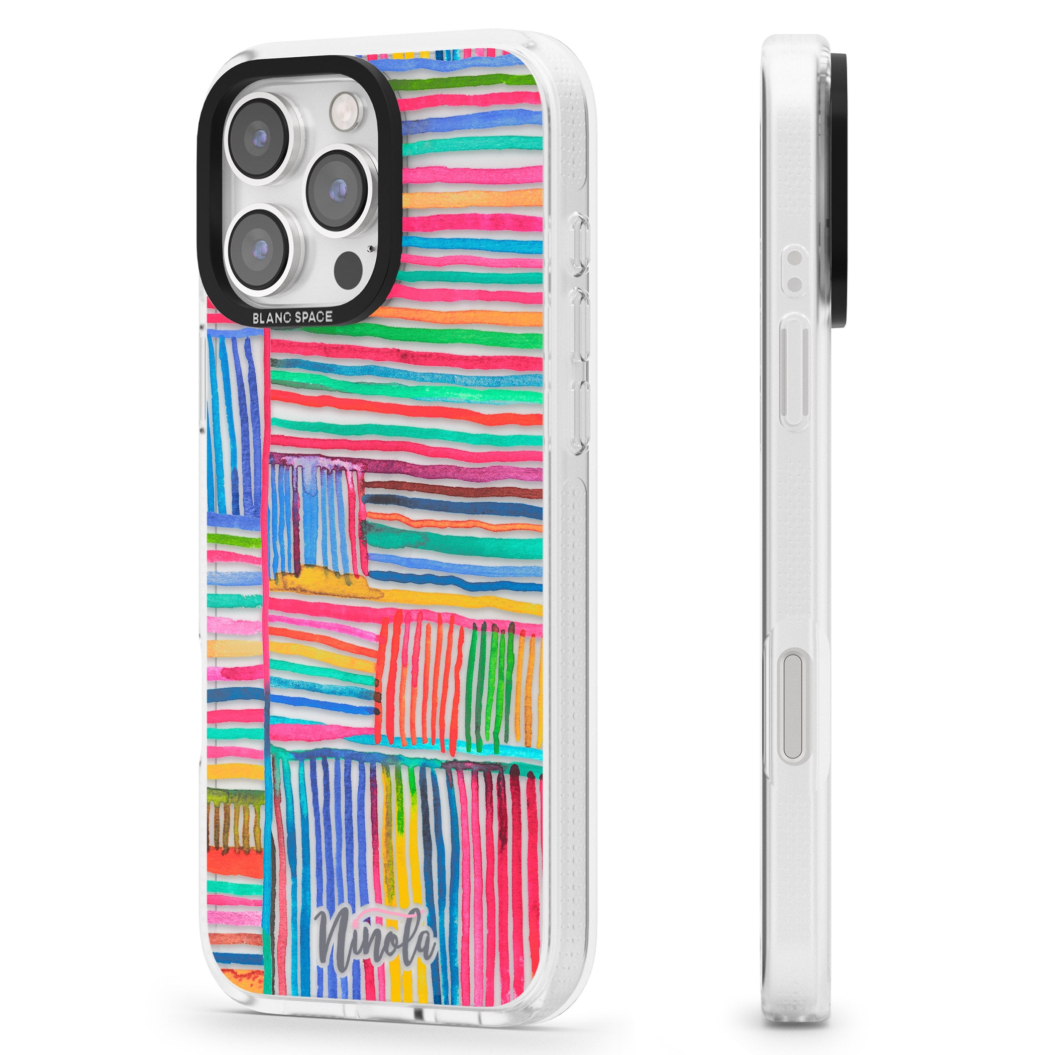 Watercolor Relaxing Lines iPhone 16 Pro Max / 16 Pro Clear Case Impact Air - Blanc Space