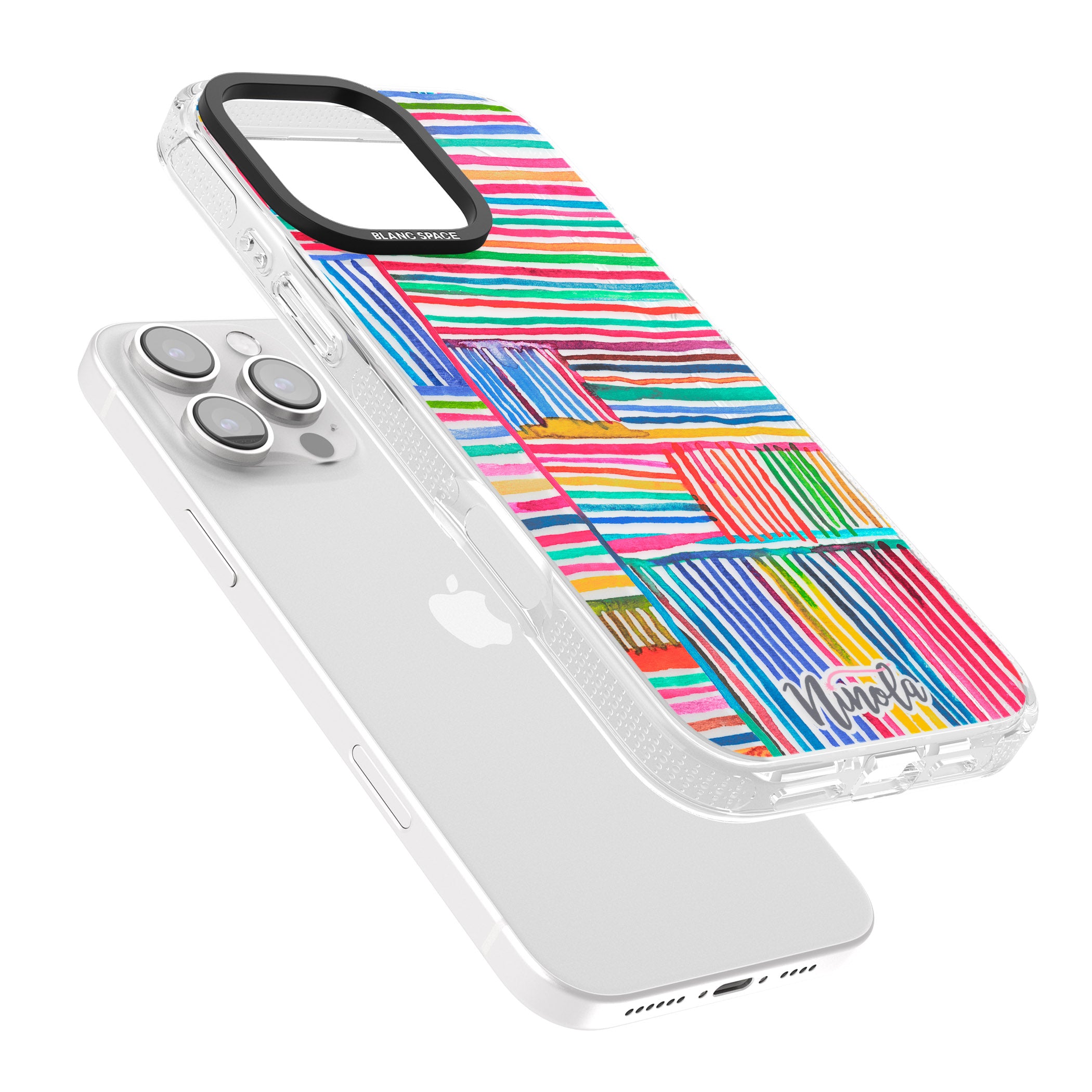 Watercolor Relaxing Lines iPhone 16 Pro Max / 16 Pro Clear Case Impact Air - Blanc Space