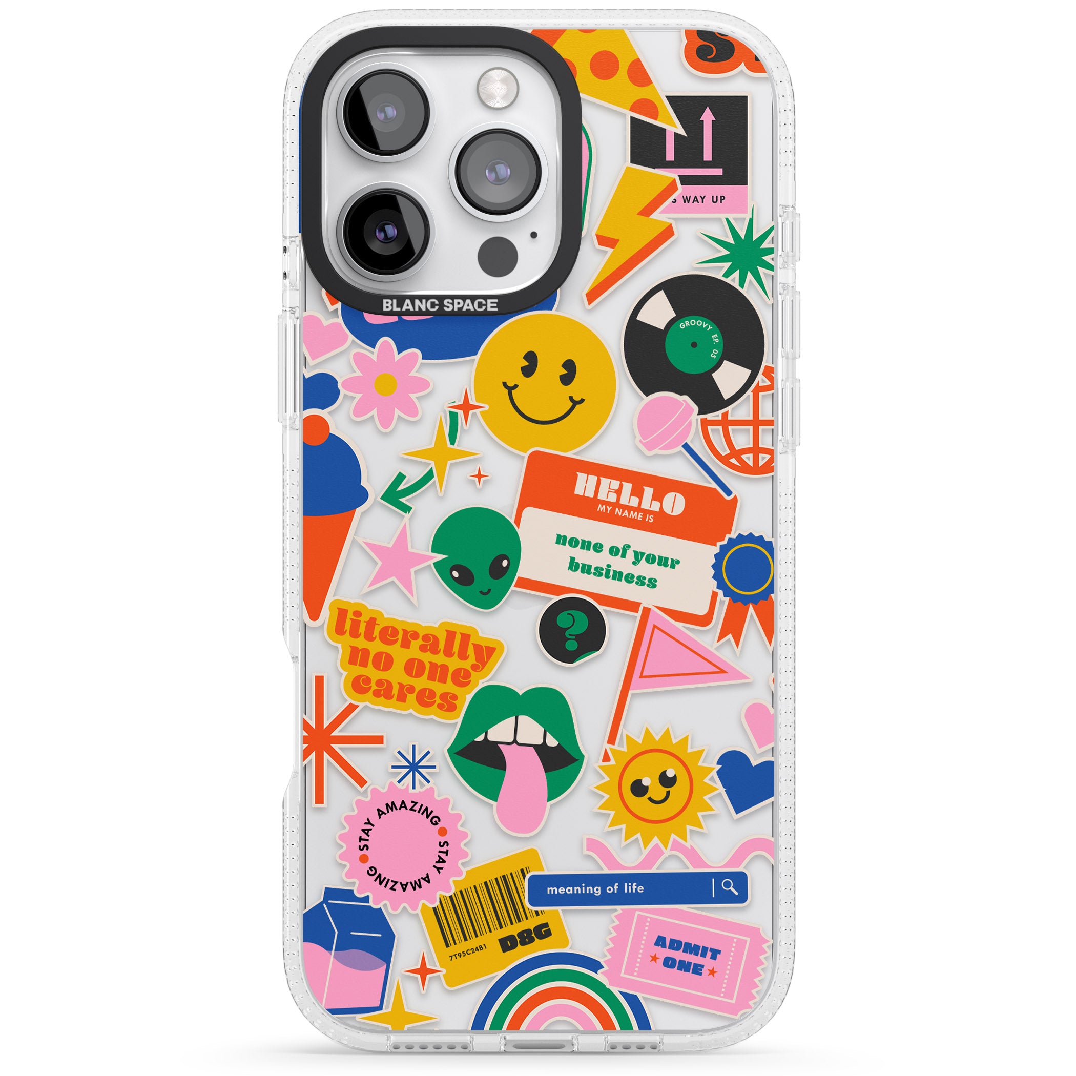 Nostalgic Stickers #1 iPhone 16 Pro Max / 16 Pro Clear Case Impact Air - Blanc Space