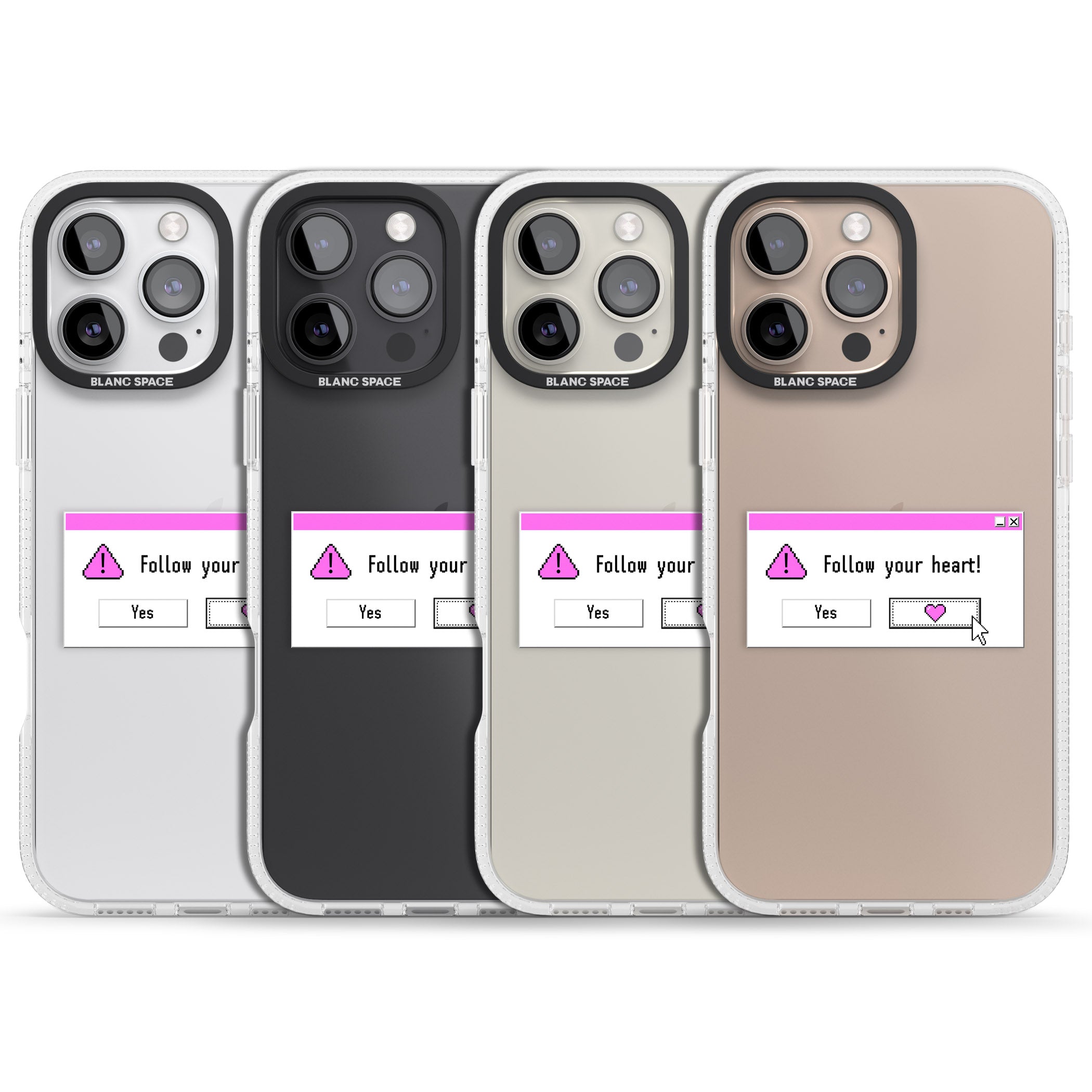 Follow your heart.exe iPhone 16 Pro Max / 16 Pro Clear Case Impact Air - Blanc Space