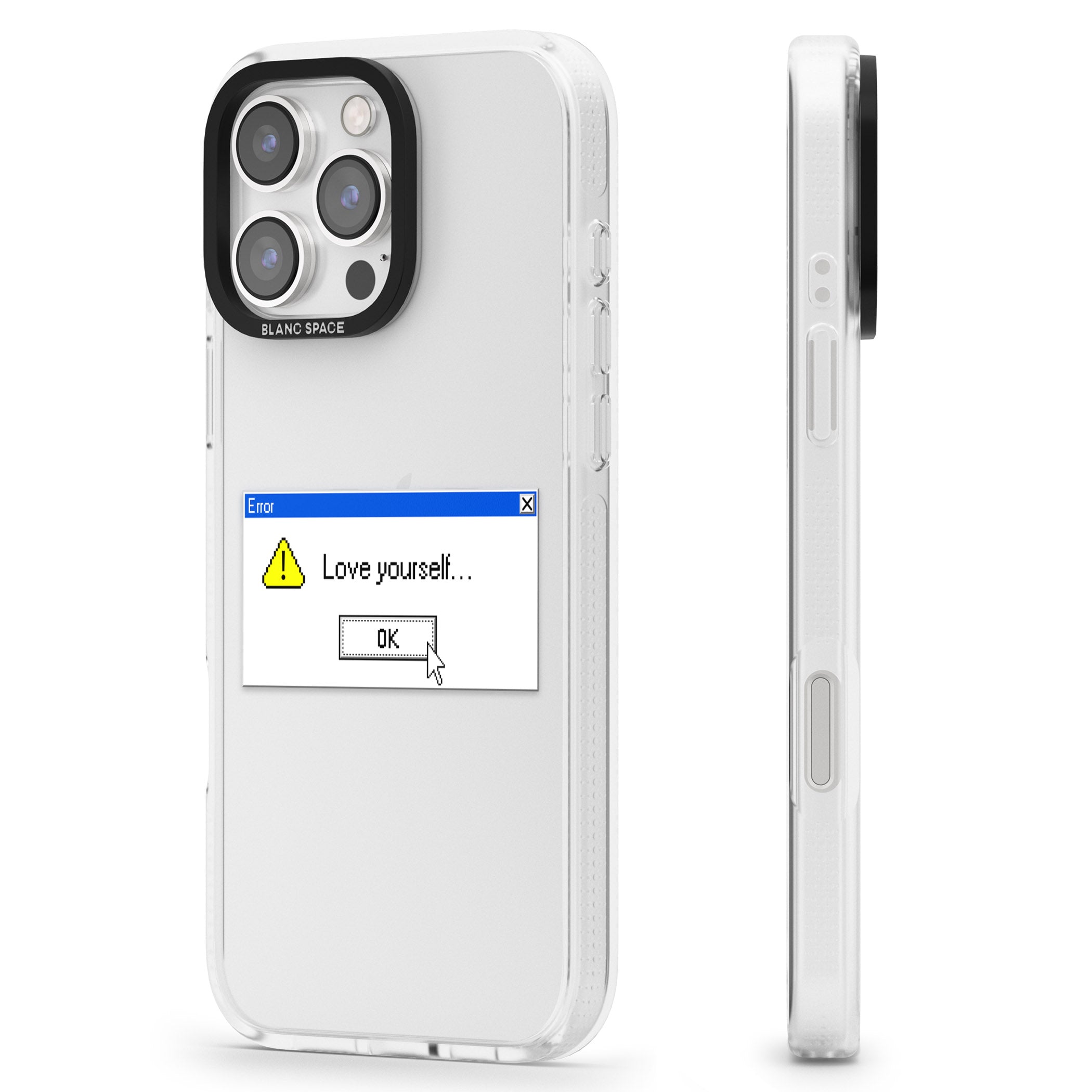 Love yourself.exe iPhone 16 Pro Max / 16 Pro Clear Case Impact Air - Blanc Space