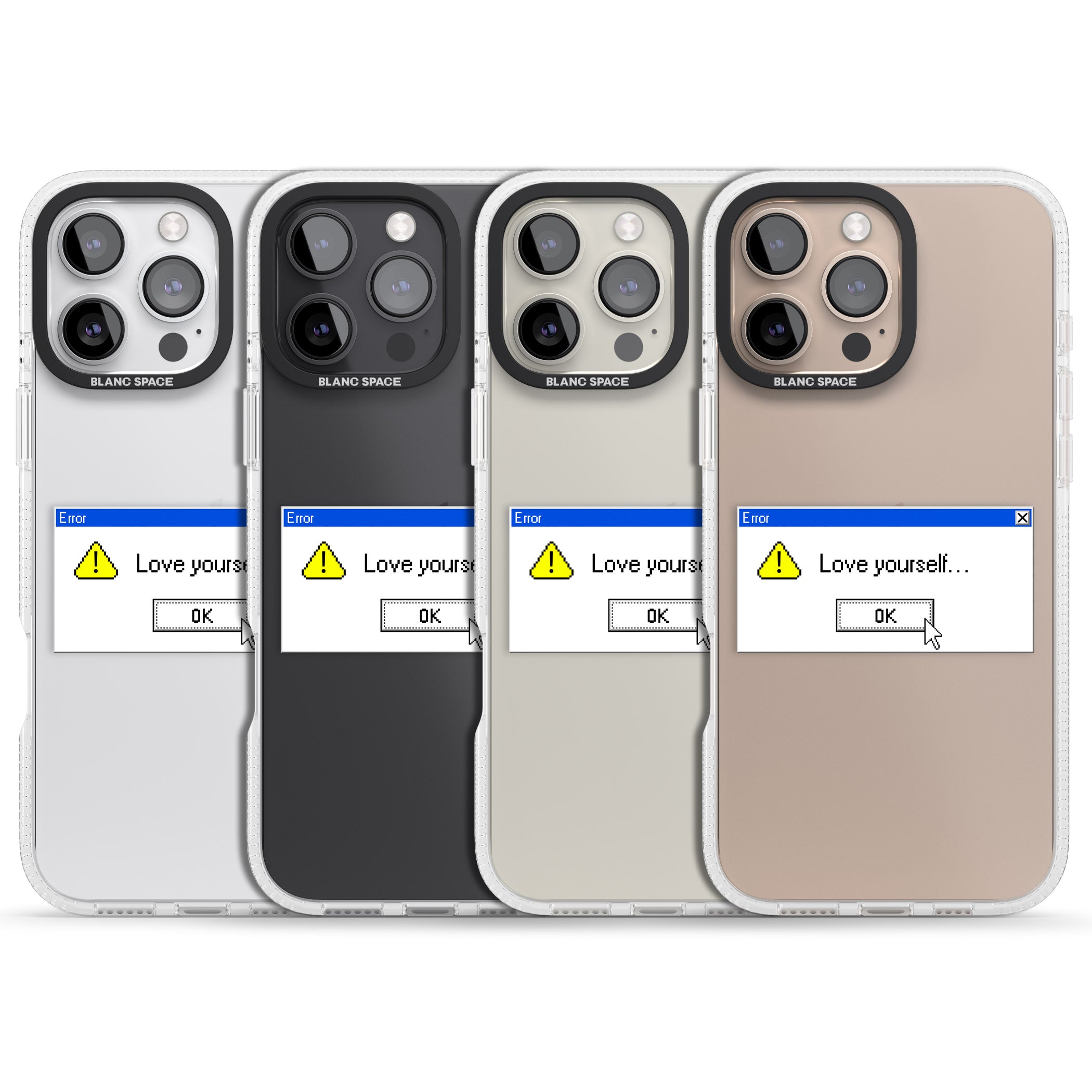 Love yourself.exe iPhone 16 Pro Max / 16 Pro Clear Case Impact Air - Blanc Space