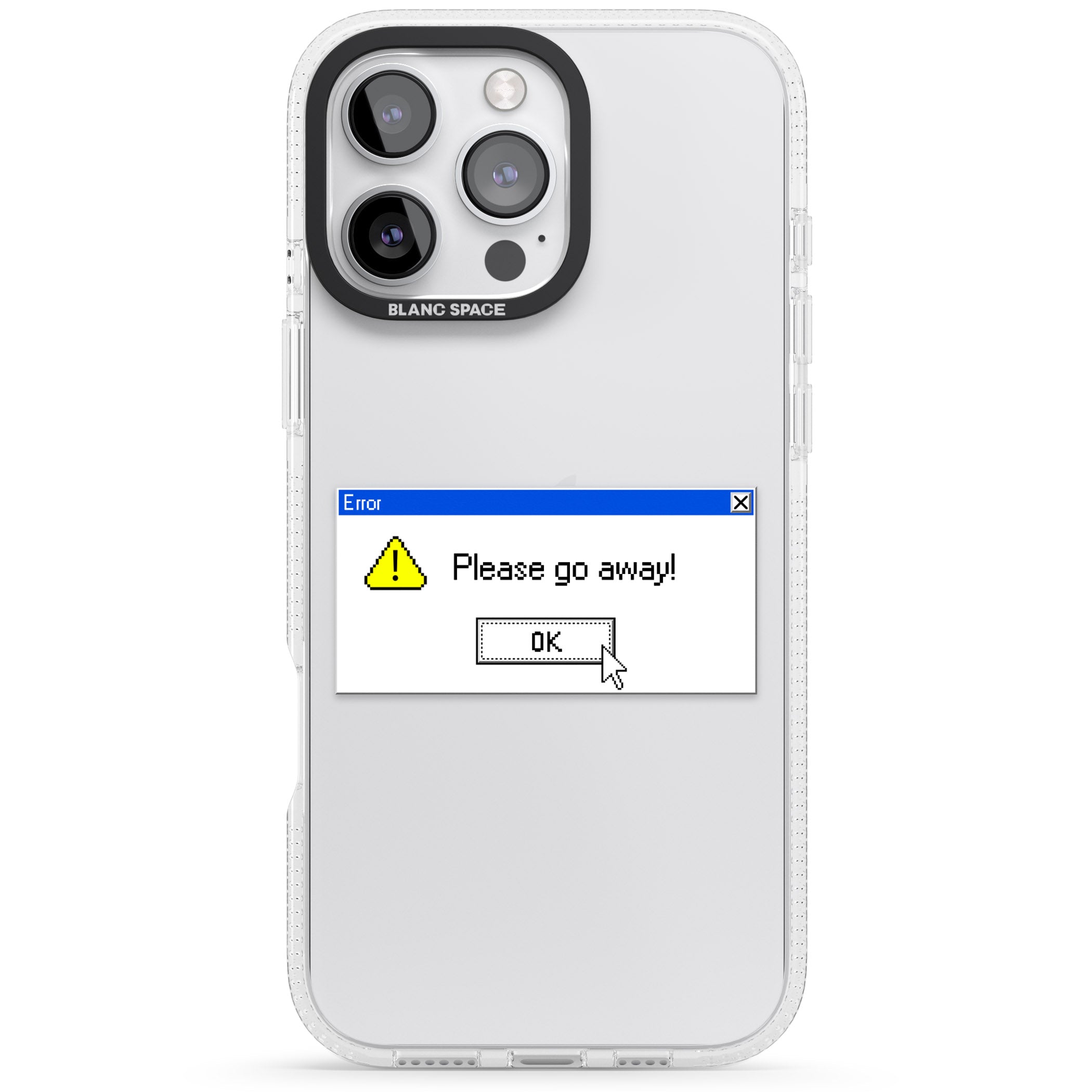 Please go away.exe iPhone 16 Pro Max / 16 Pro Clear Case Impact Air - Blanc Space