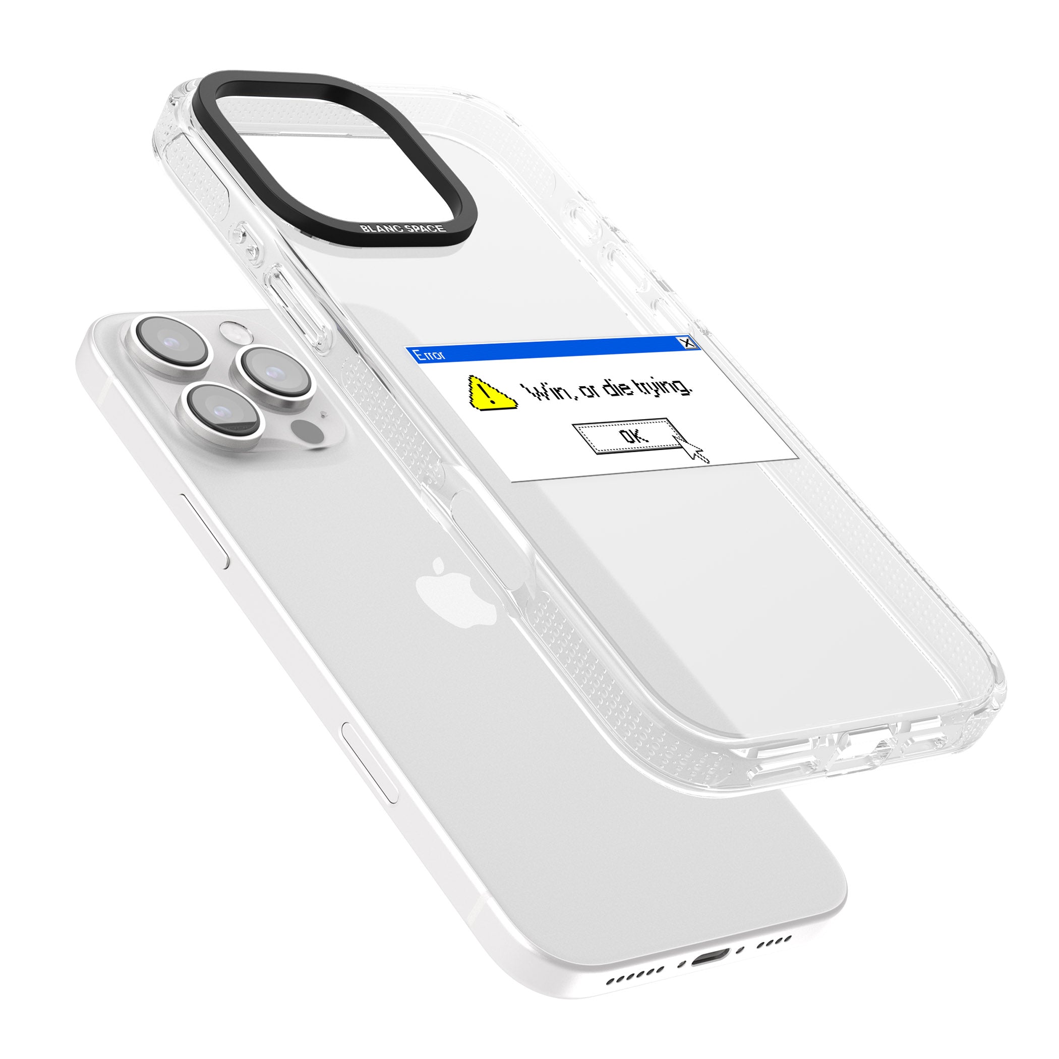 Win or die trying.exe iPhone 16 Pro Max / 16 Pro Clear Case Impact Air - Blanc Space