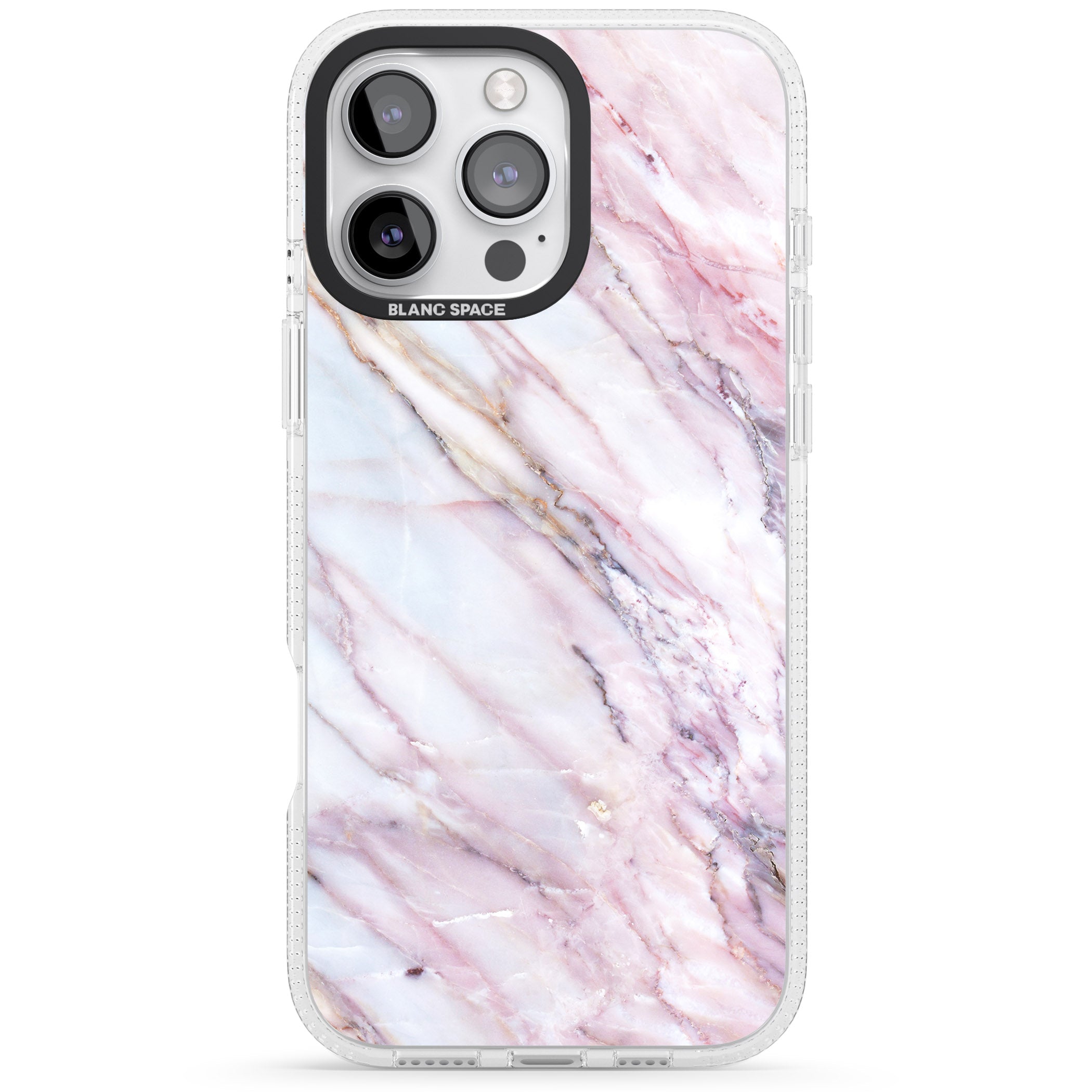Pink & Purple Marble iPhone 16 Pro Max / 16 Pro Clear Case Impact Air - Blanc Space
