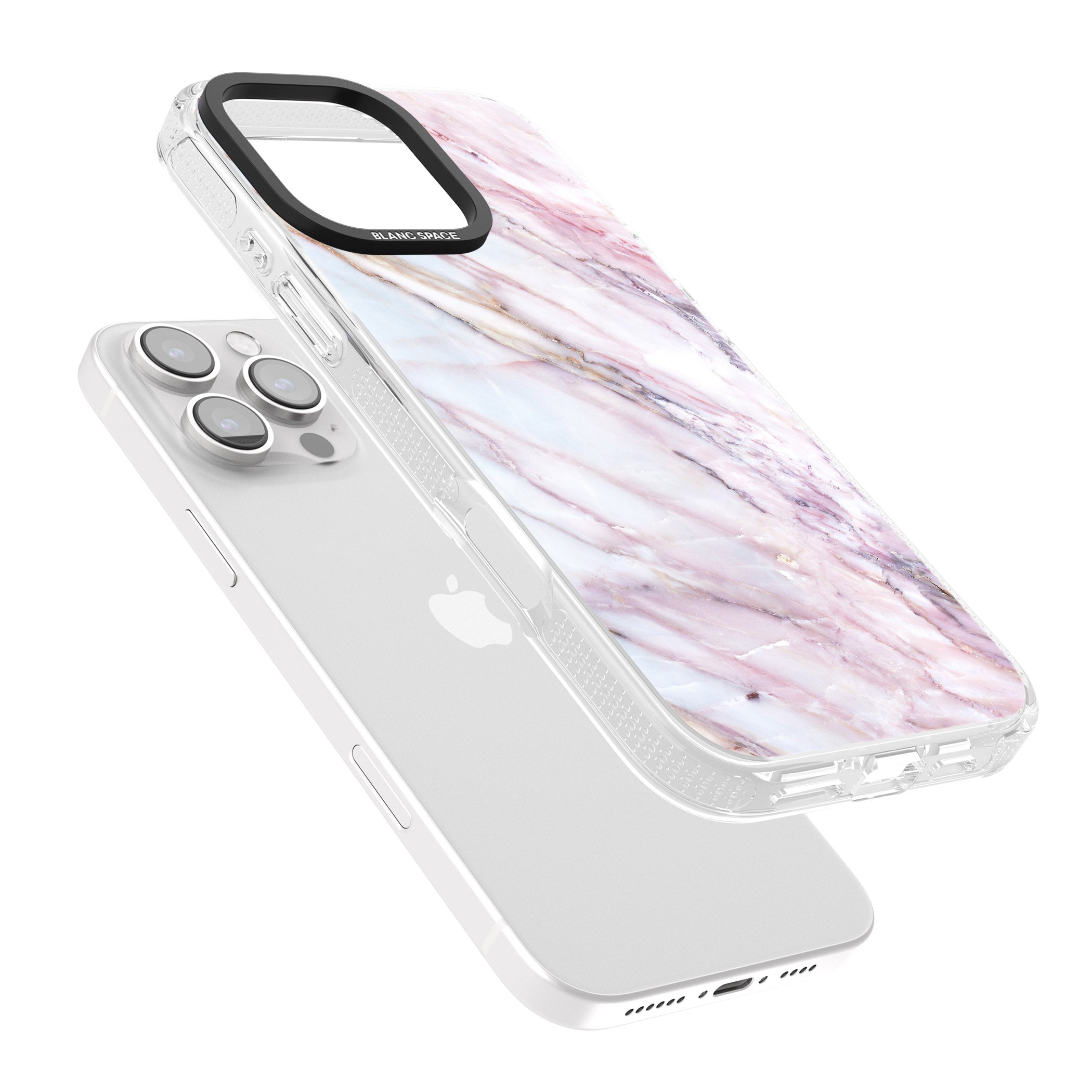 Pink & Purple Marble iPhone 16 Pro Max / 16 Pro Clear Case Impact Air - Blanc Space