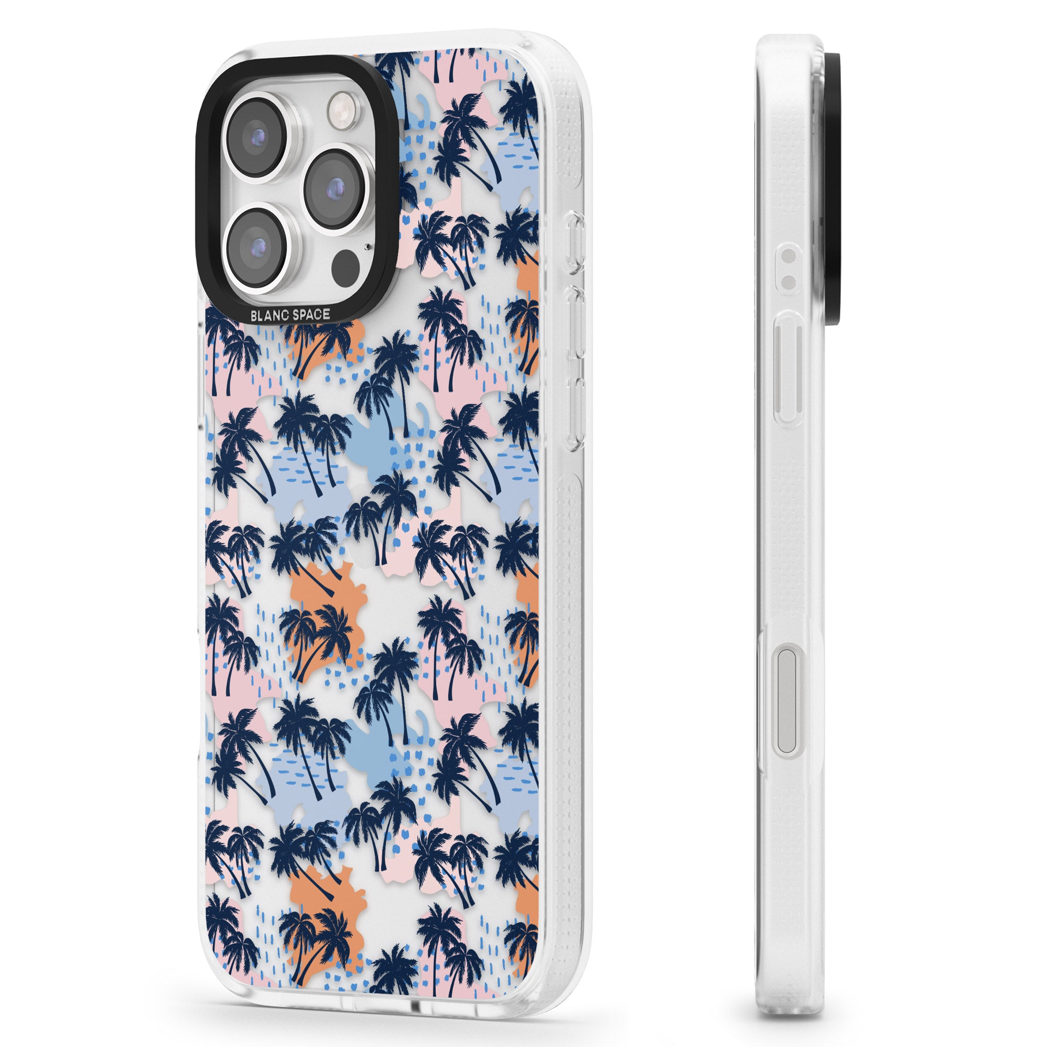 Summer Palm Trees (Clear) iPhone 16 Pro Max / 16 Pro Clear Case Impact Air - Blanc Space