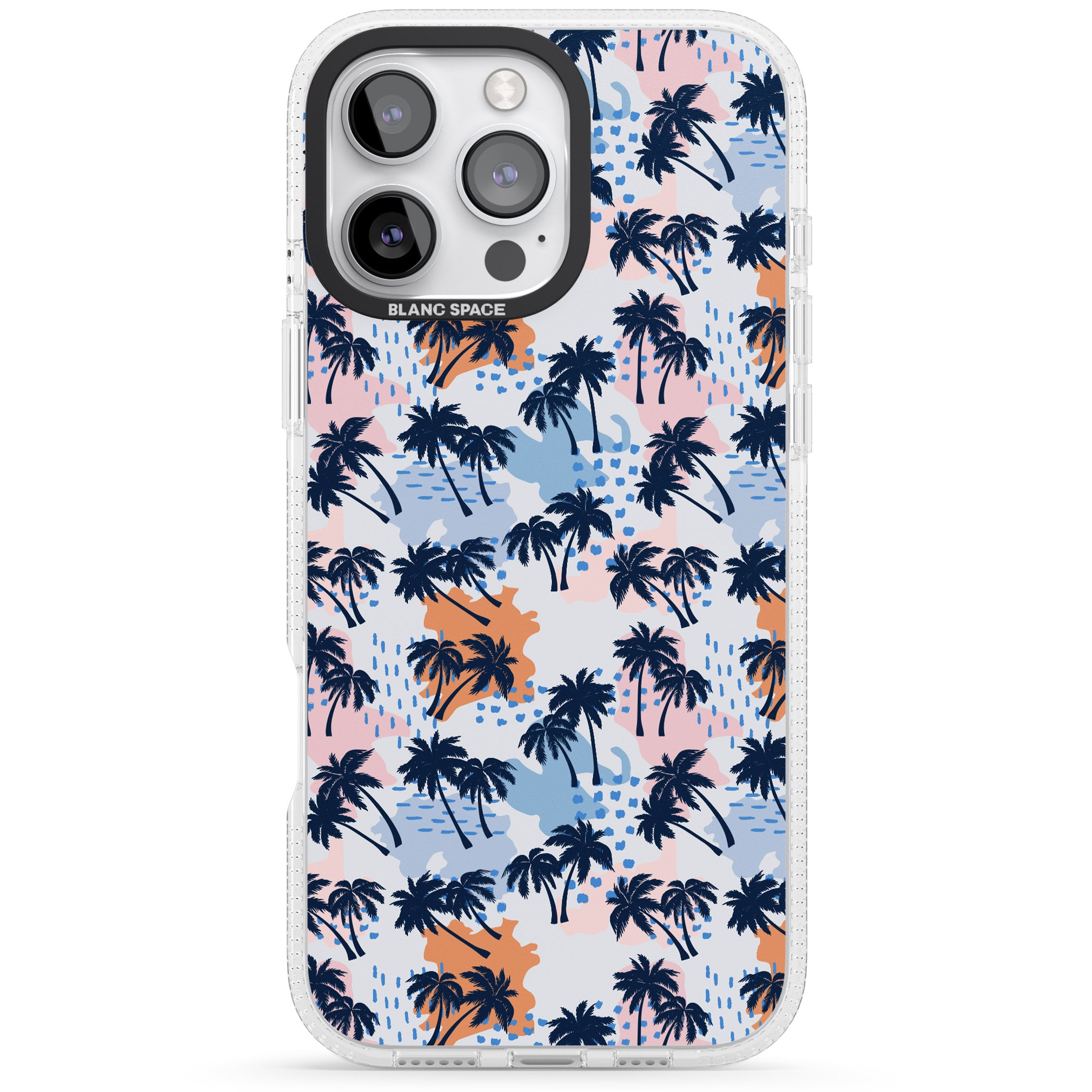 Summer Palm Trees iPhone 16 Pro Max / 16 Pro Clear Case Impact Air - Blanc Space