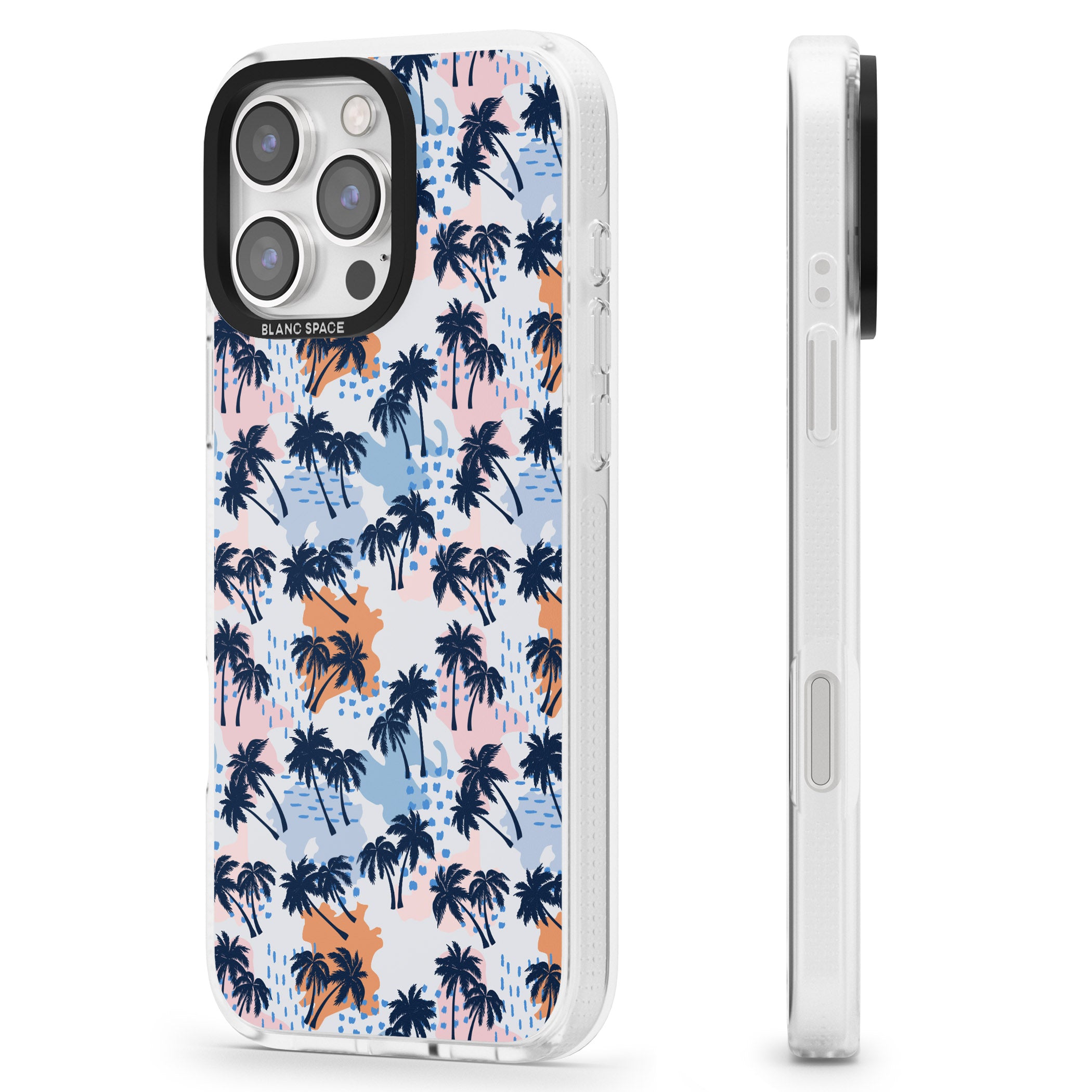 Summer Palm Trees iPhone 16 Pro Max / 16 Pro Clear Case Impact Air - Blanc Space