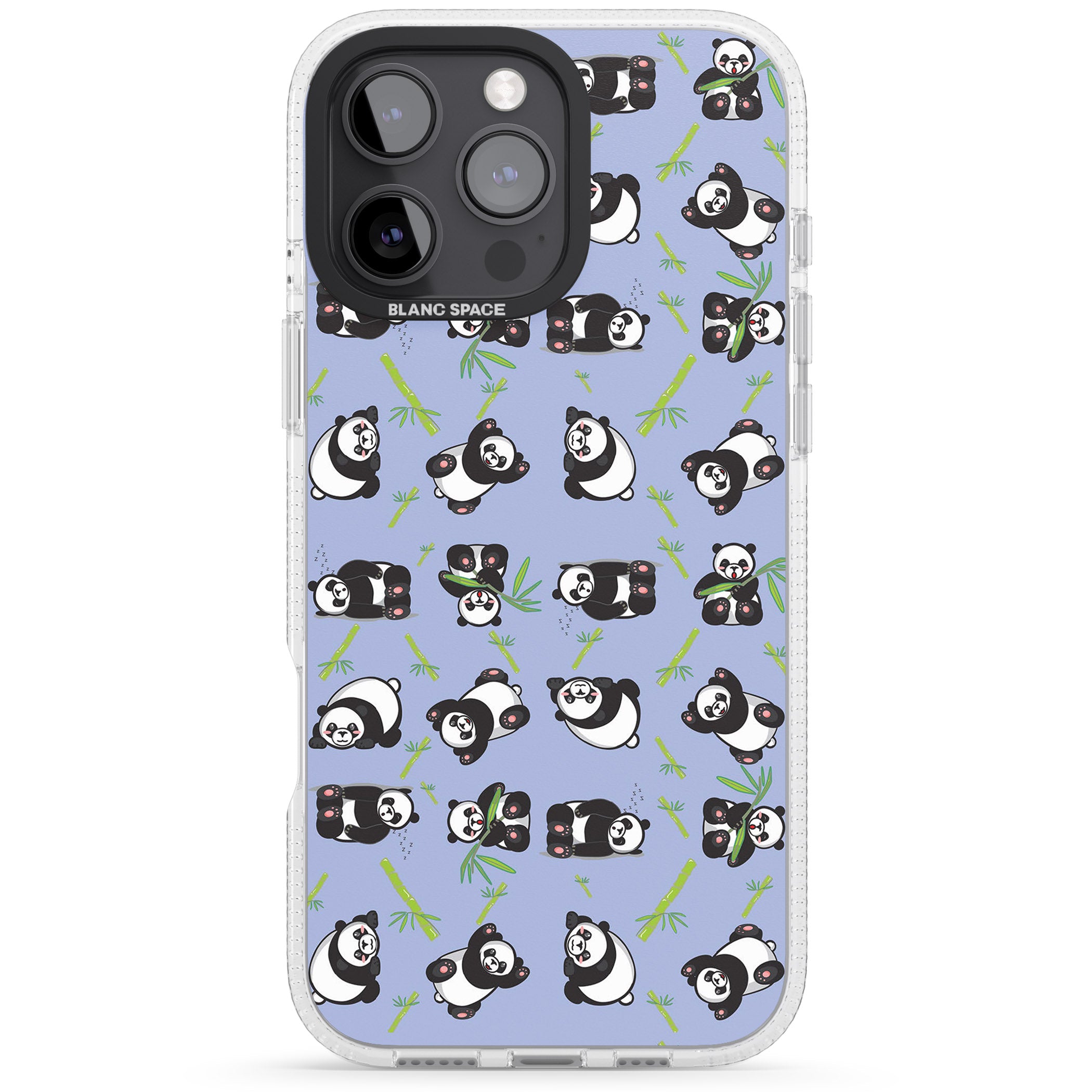 Panda Pattern iPhone 16 Pro Max / 16 Pro Clear Case Impact Air - Blanc Space
