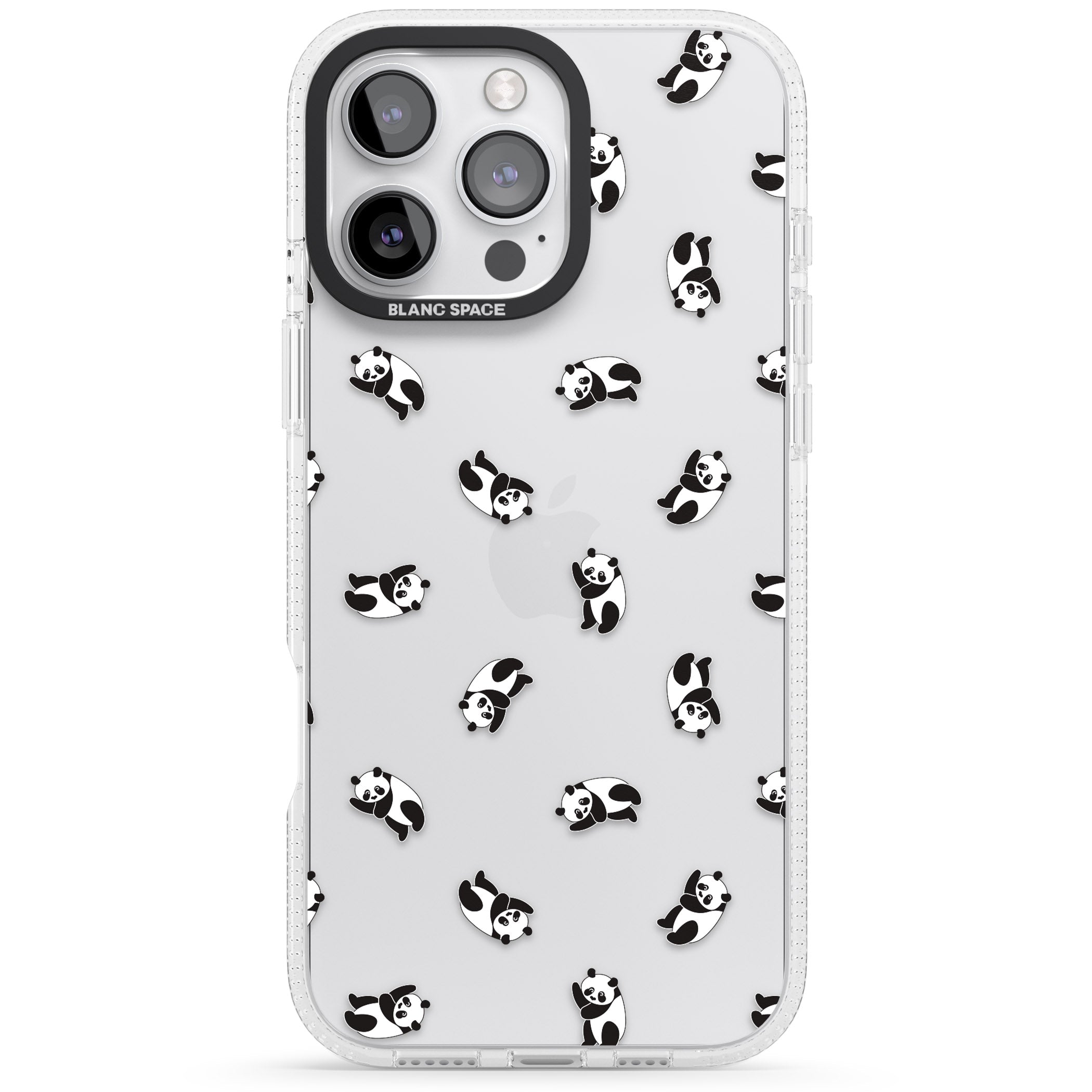 Tiny Panda Pattern iPhone 16 Pro Max / 16 Pro Clear Case Impact Air - Blanc Space