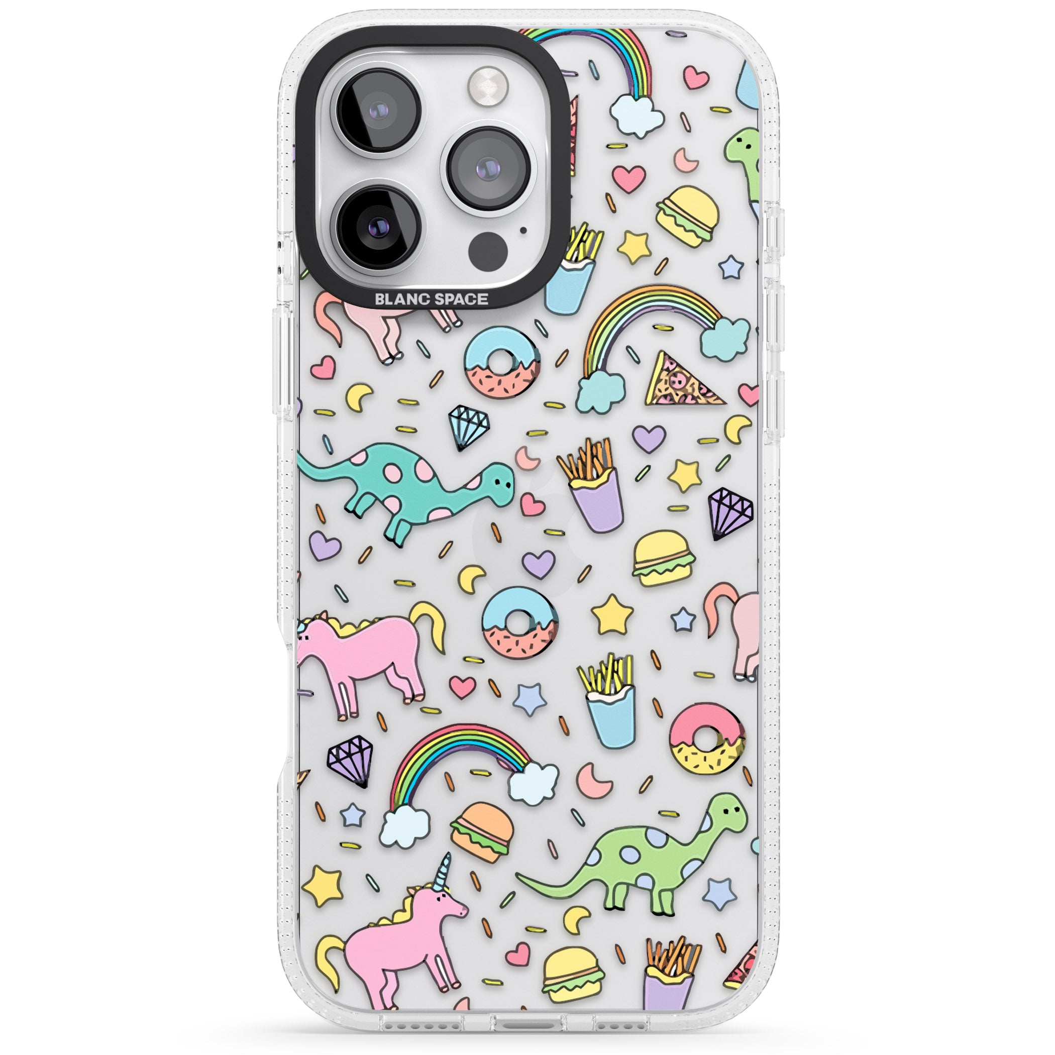 Cute Pattern iPhone 16 Pro Max / 16 Pro Clear Case Impact Air - Blanc Space