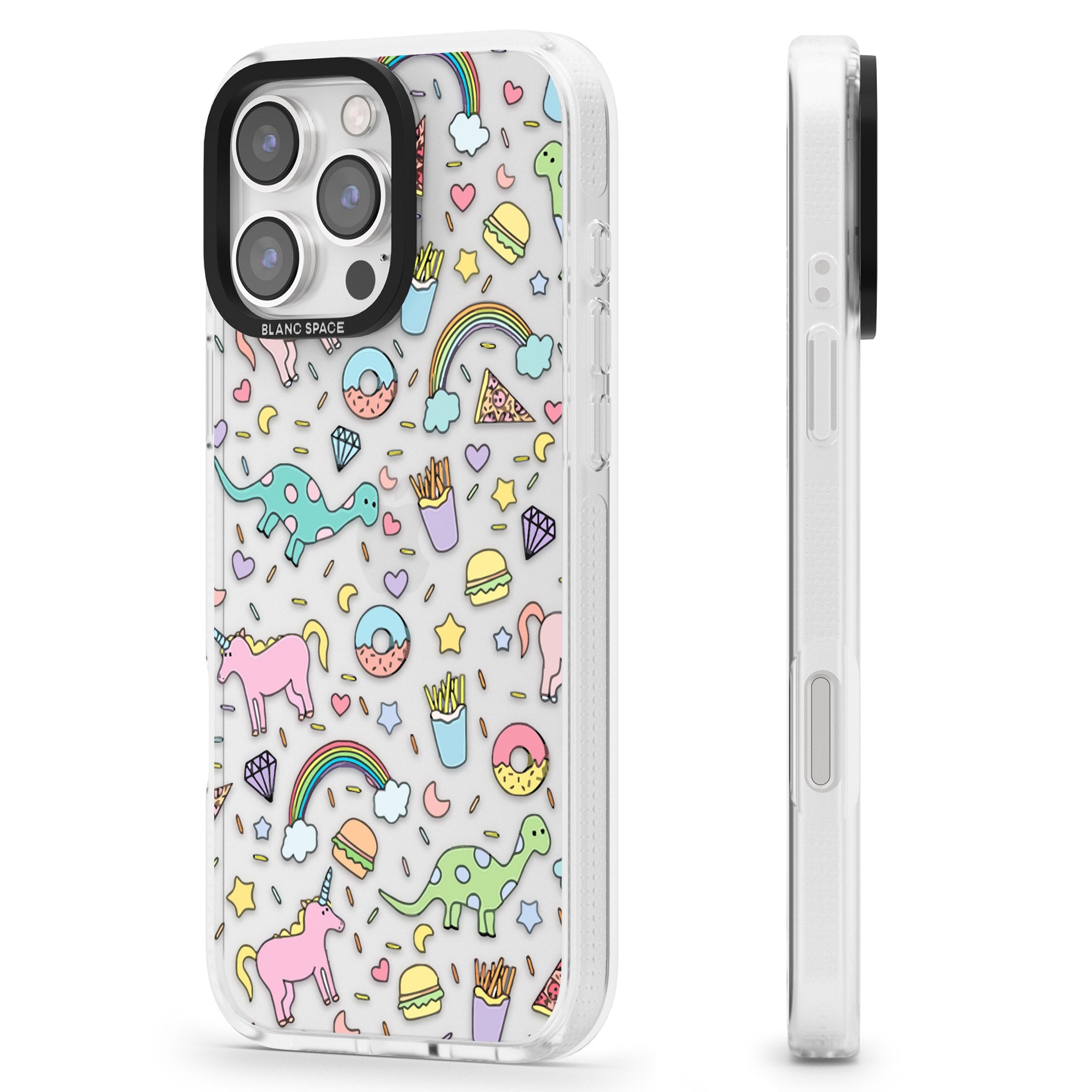 Cute Pattern iPhone 16 Pro Max / 16 Pro Clear Case Impact Air - Blanc Space