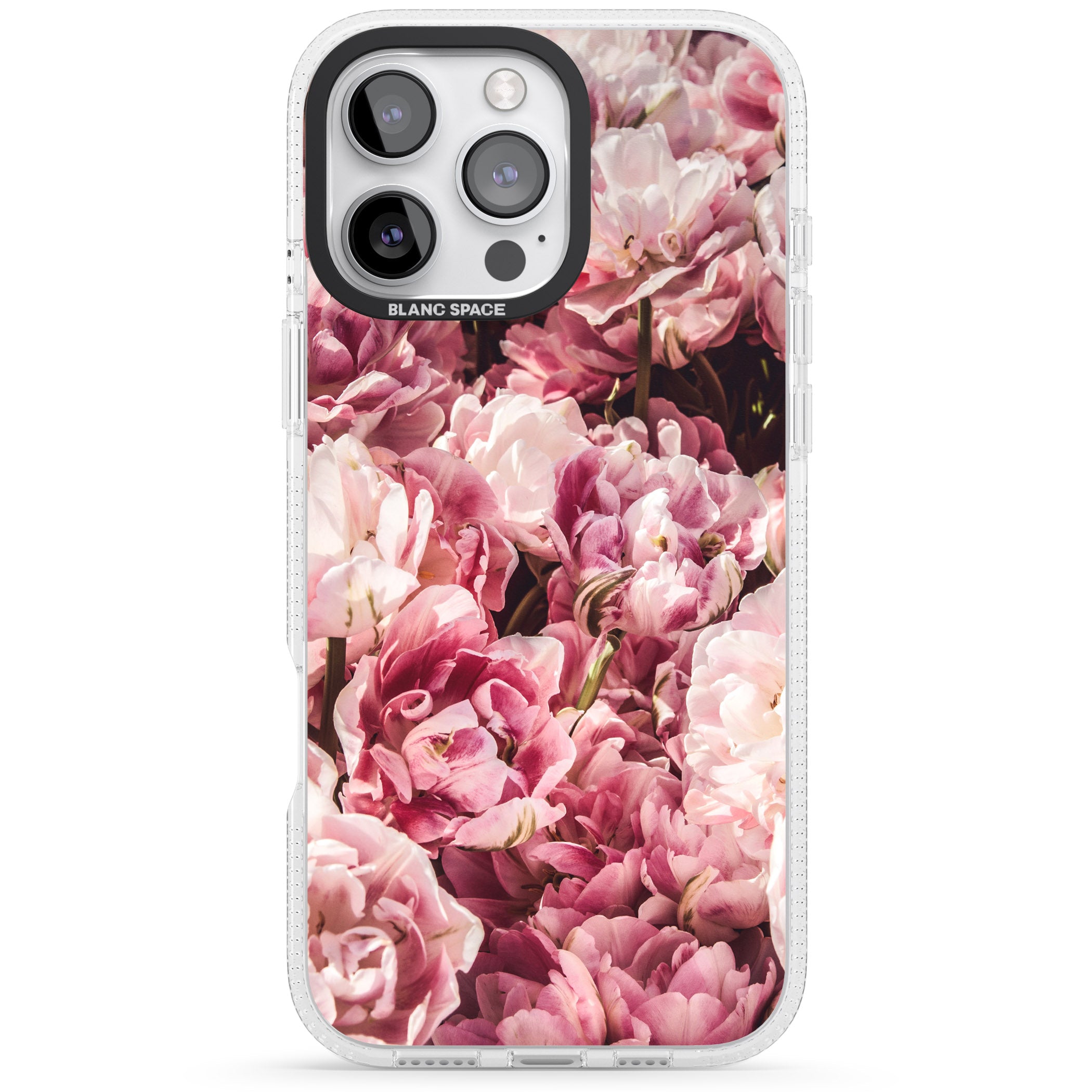 Pink Peonies iPhone 16 Pro Max / 16 Pro Clear Case Impact Air - Blanc Space