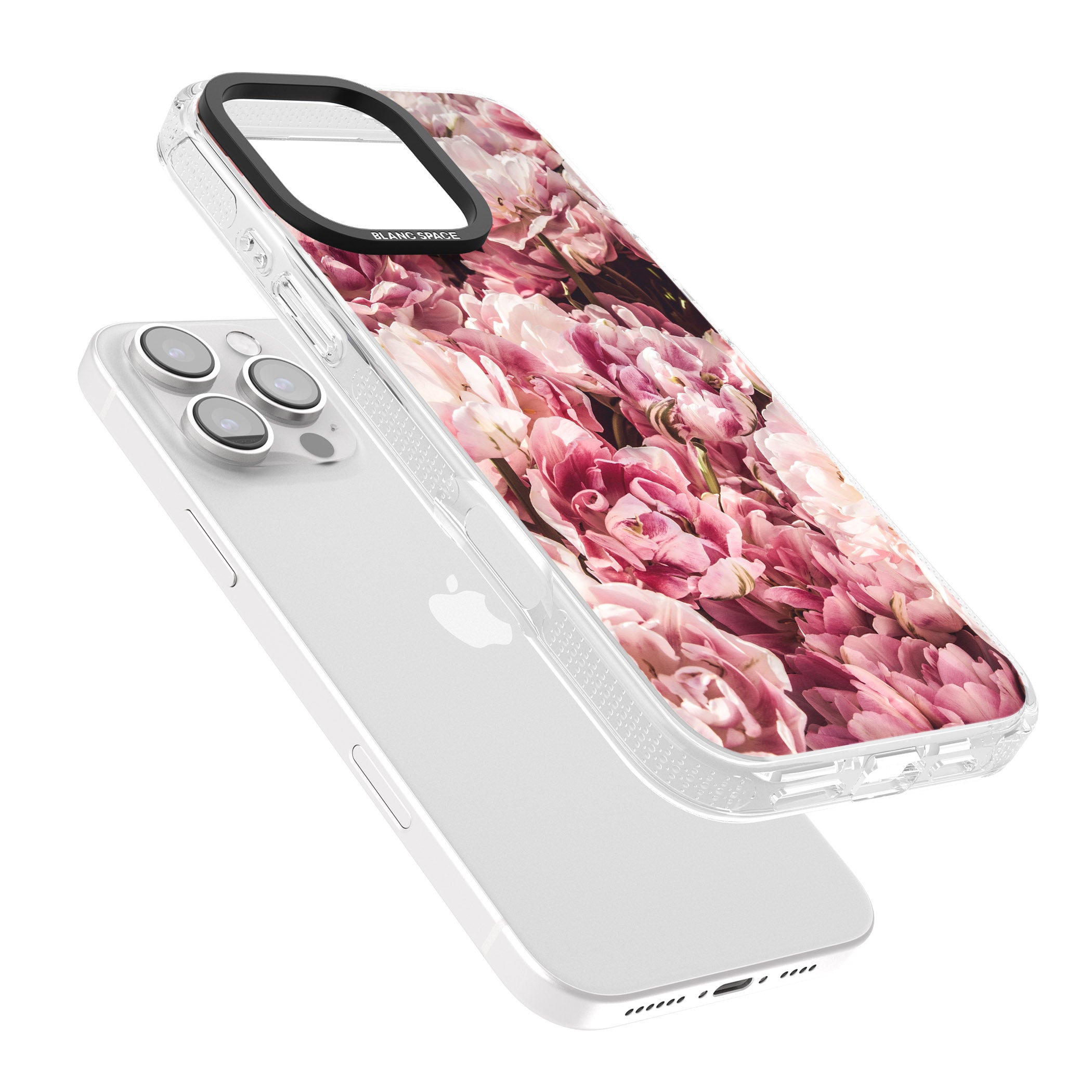 Pink Peonies iPhone 16 Pro Max / 16 Pro Clear Case Impact Air - Blanc Space