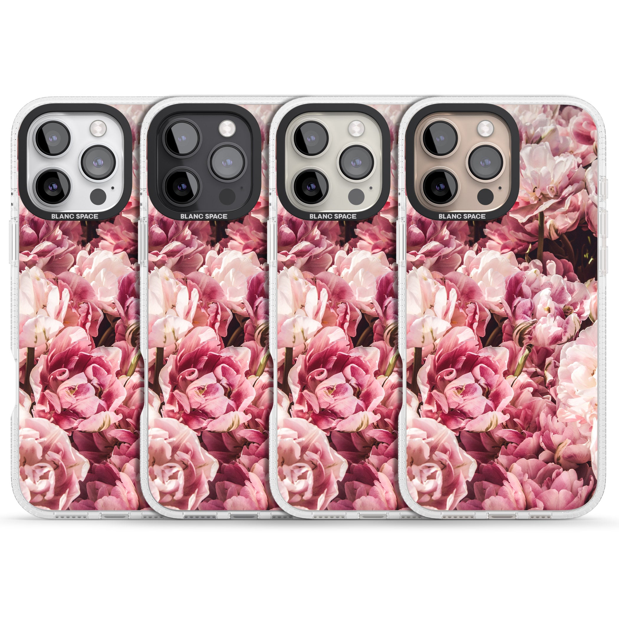 Pink Peonies iPhone 16 Pro Max / 16 Pro Clear Case Impact Air - Blanc Space