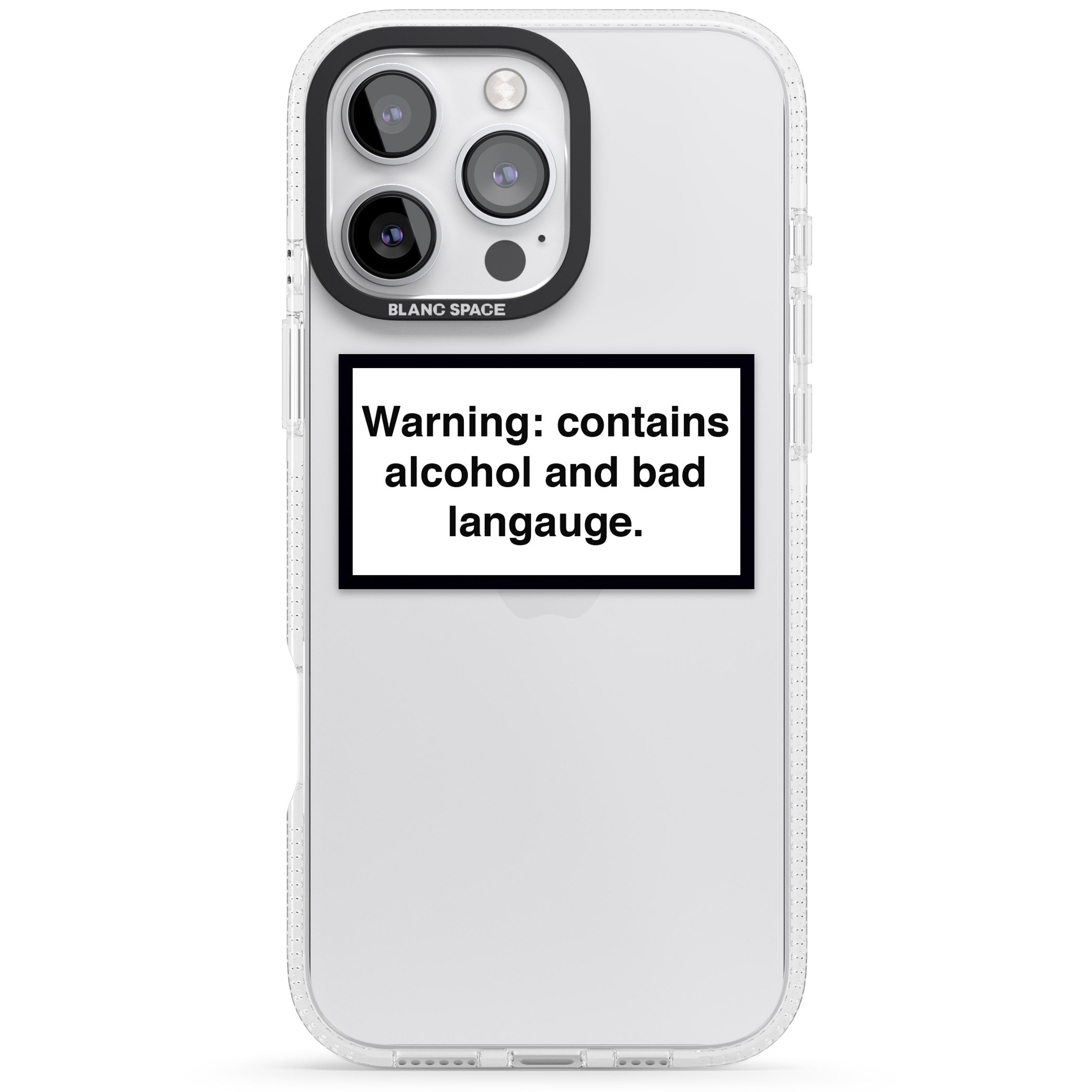Warning: Contains Alcohol & Bad Language iPhone 16 Pro Max / 16 Pro Clear Case Impact Air - Blanc Space