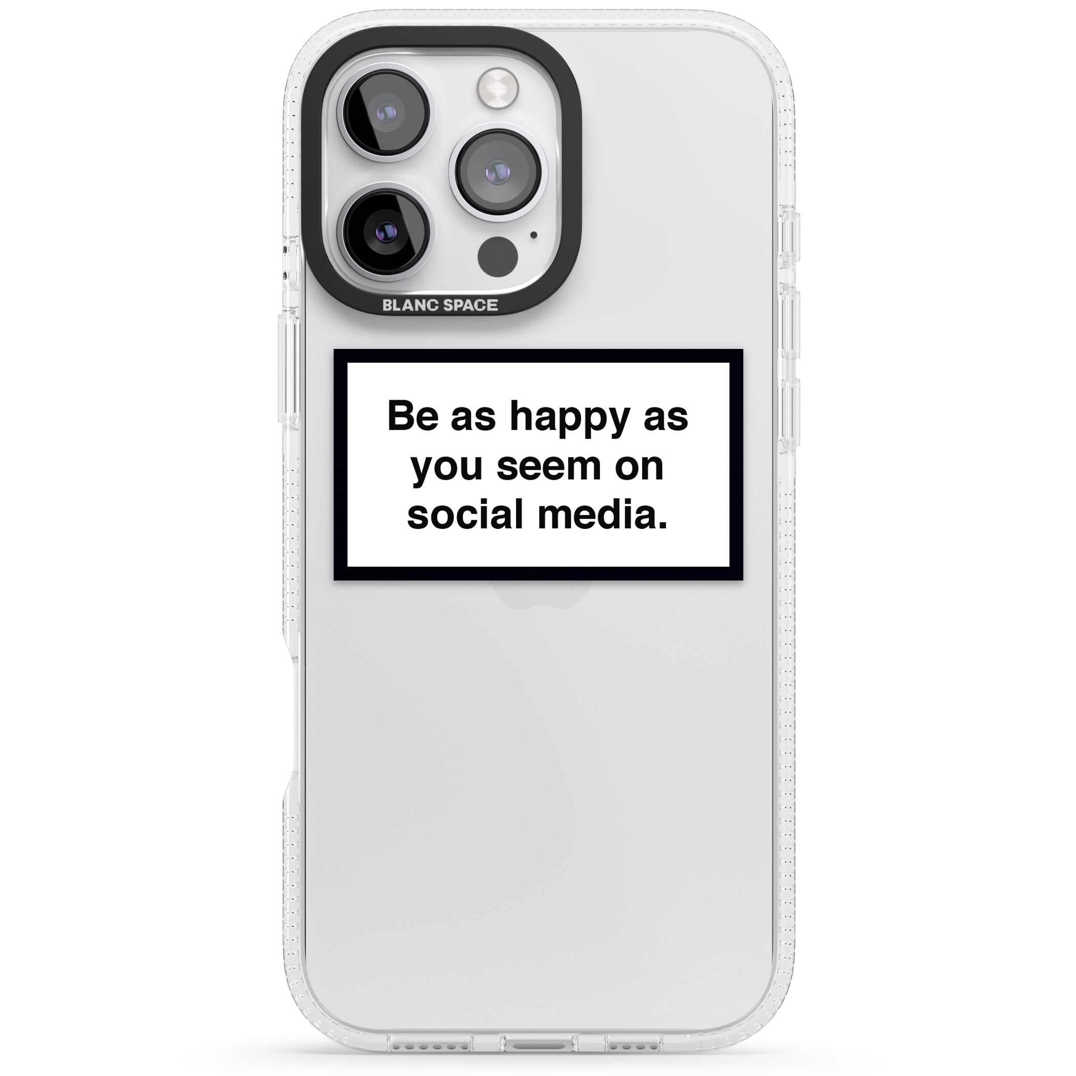 Happy on Social Media iPhone 16 Pro Max / 16 Pro Clear Case Impact Air - Blanc Space