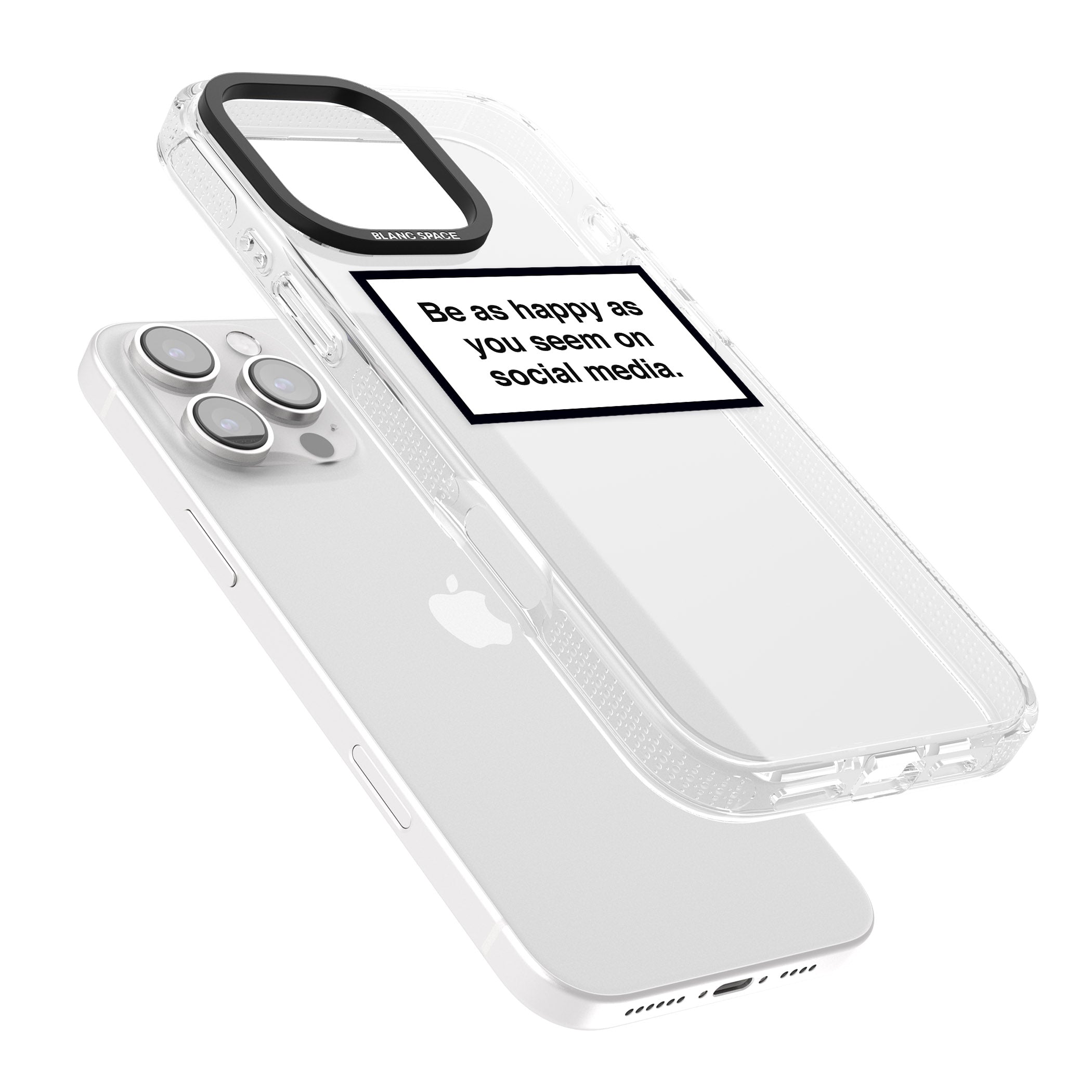 Happy on Social Media iPhone 16 Pro Max / 16 Pro Clear Case Impact Air - Blanc Space