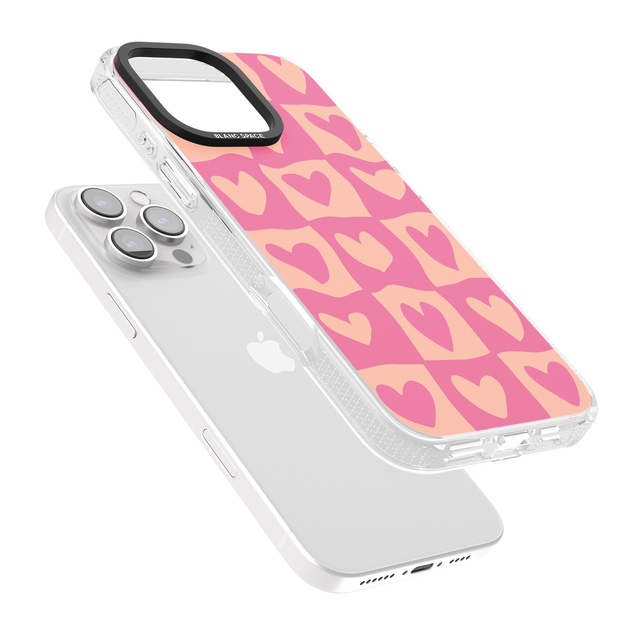 Pink Wavy Checked Hearts iPhone 16 Pro Max / 16 Pro Clear Case Impact Air - Blanc Space