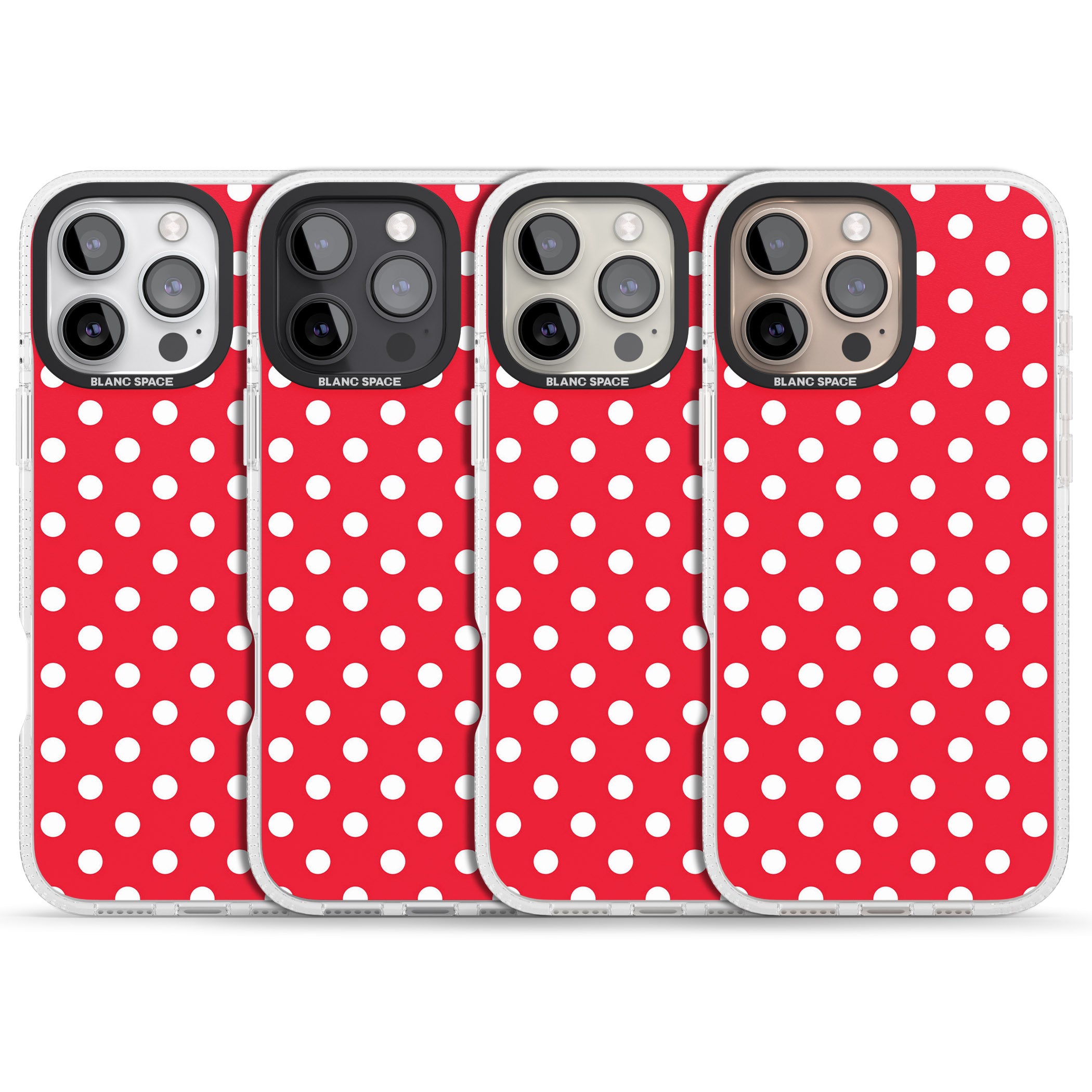 Designer Lava Red Polka Dot iPhone 16 Pro Max / 16 Pro Clear Case Impact Air - Blanc Space