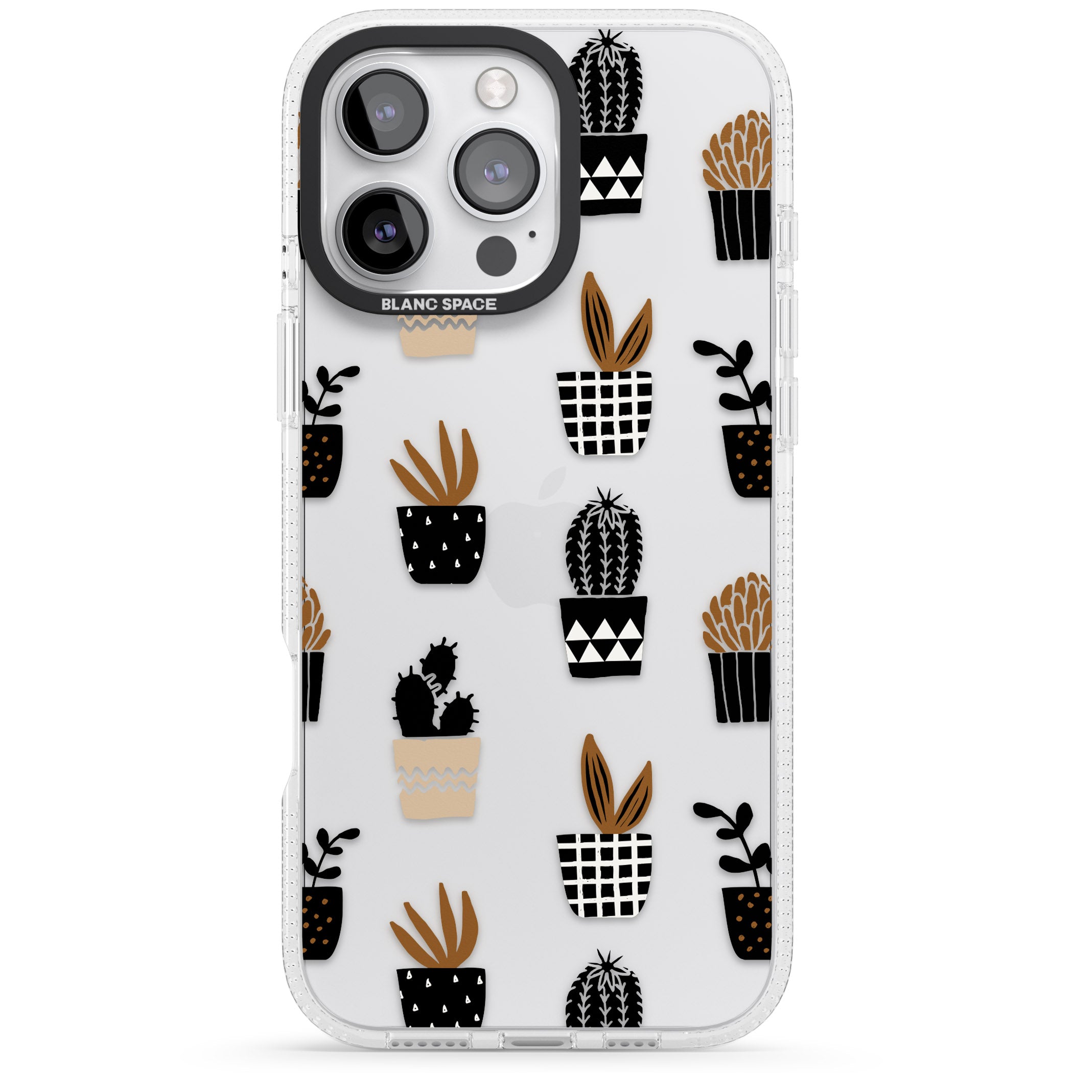 Large Mixed Plants Pattern - Clear iPhone 16 Pro Max / 16 Pro Clear Case Impact Air - Blanc Space