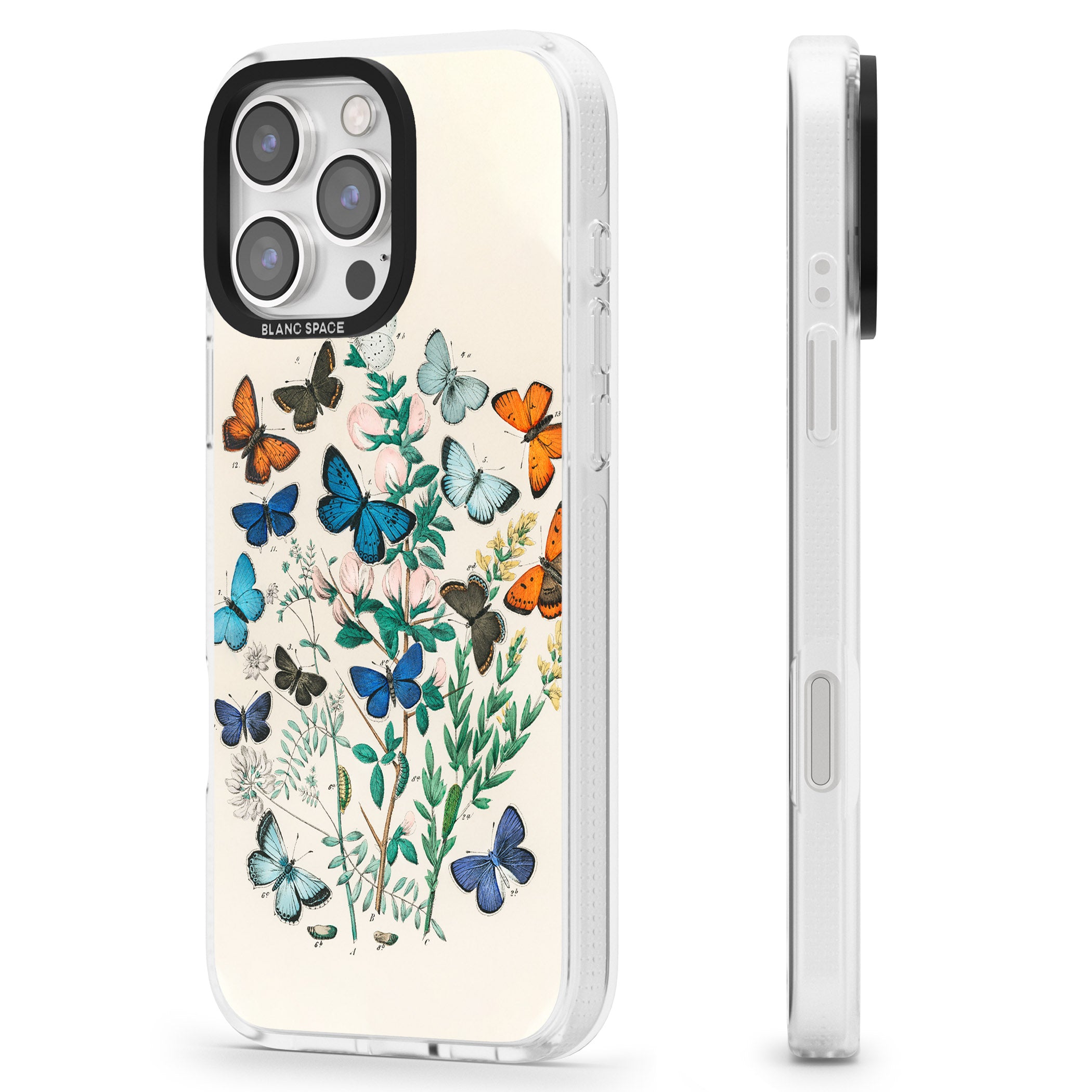 European Butterflies iPhone 16 Pro Max / 16 Pro Clear Case Impact Air - Blanc Space