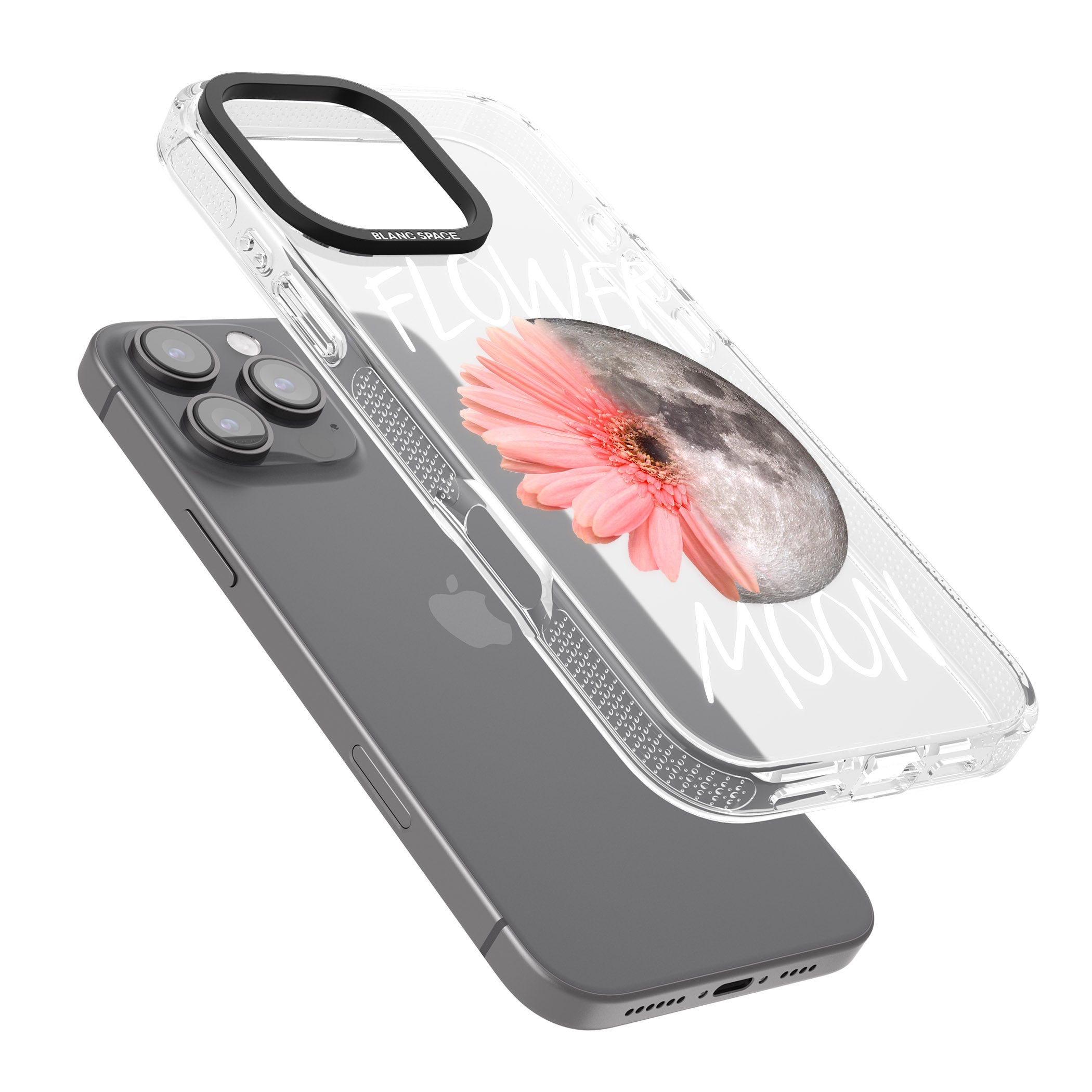 Flower Moon iPhone 16 Pro Max / 16 Pro Clear Case Impact Air - Blanc Space