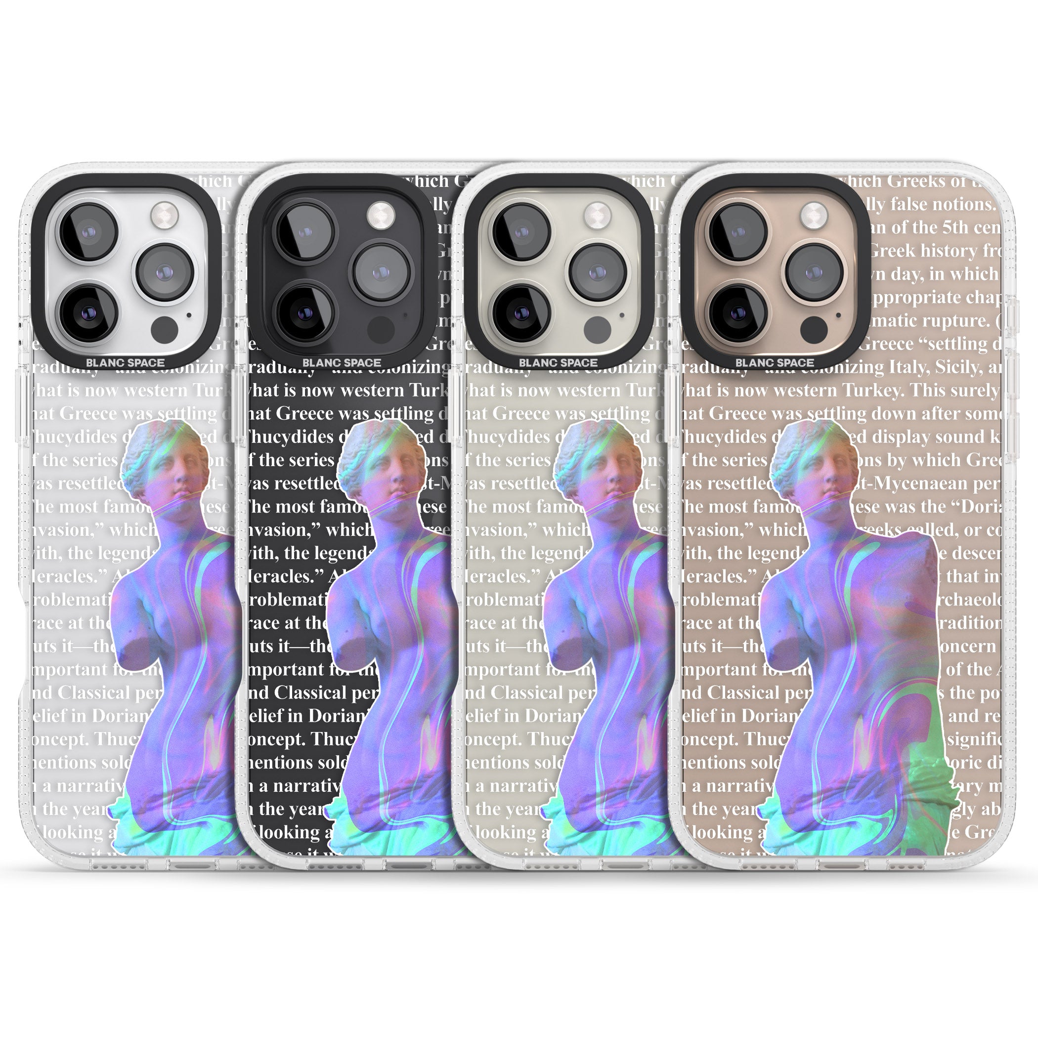 Iridescent De Milo iPhone 16 Pro Max / 16 Pro Clear Case Impact Air - Blanc Space