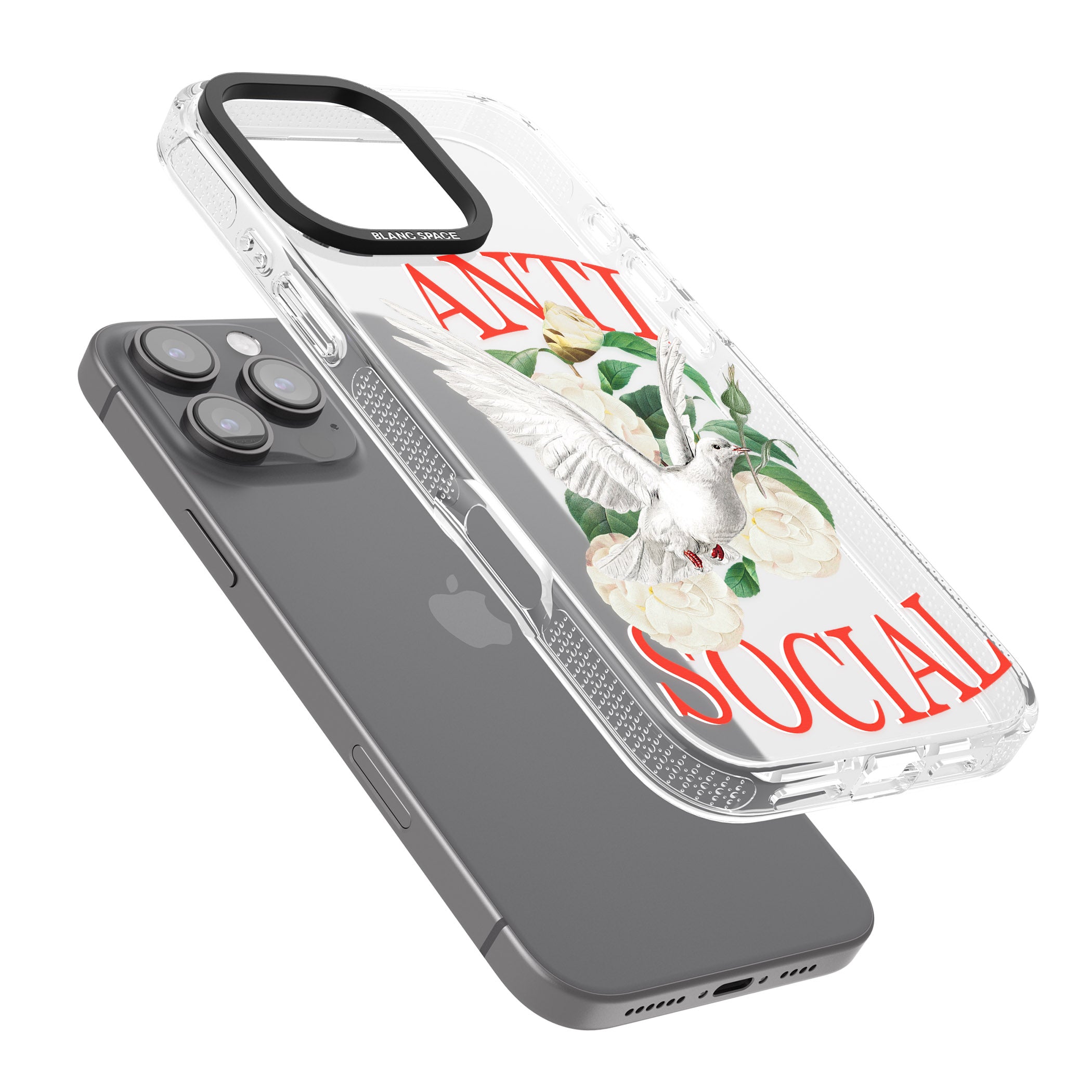 Anti-Social iPhone 16 Pro Max / 16 Pro Clear Case Impact Air - Blanc Space