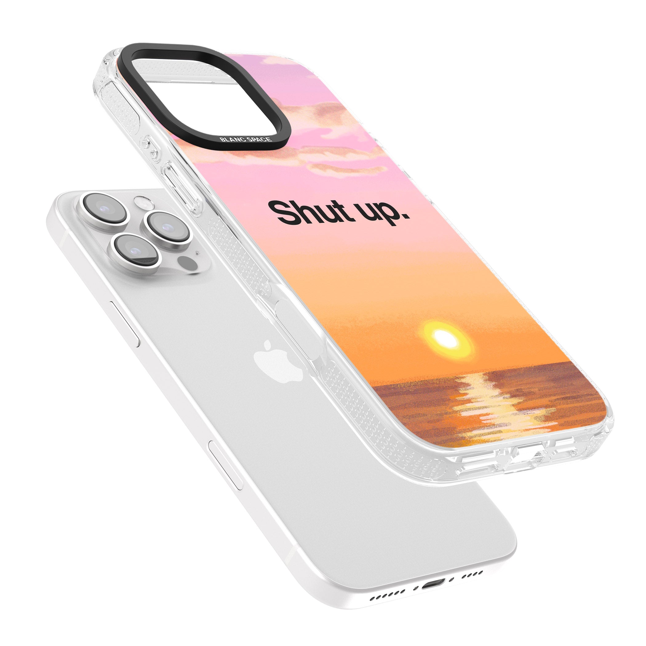 Shut up iPhone 16 Pro Max / 16 Pro Clear Case Impact Air - Blanc Space