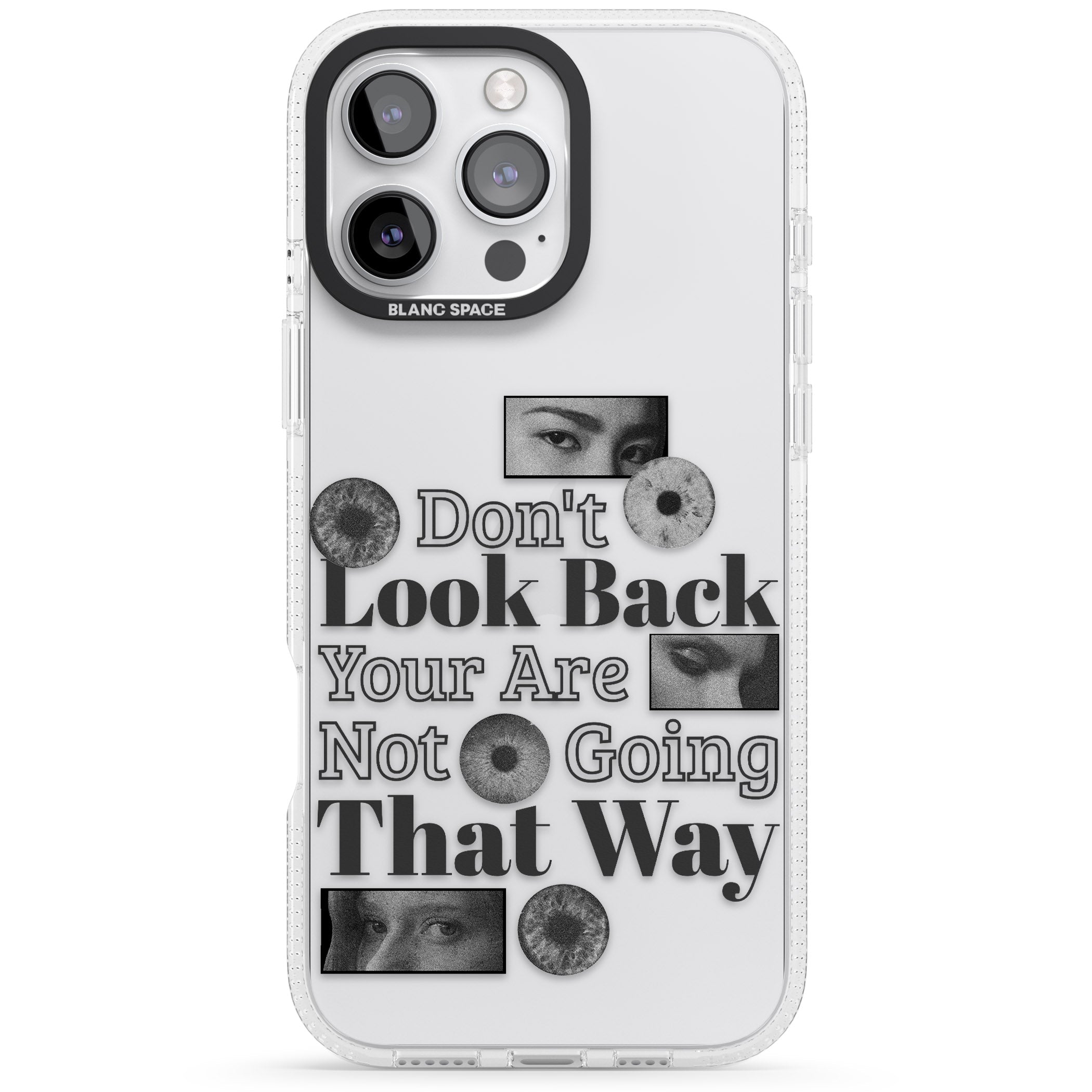 Don't Look Back iPhone 16 Pro Max / 16 Pro Clear Case Impact Air - Blanc Space