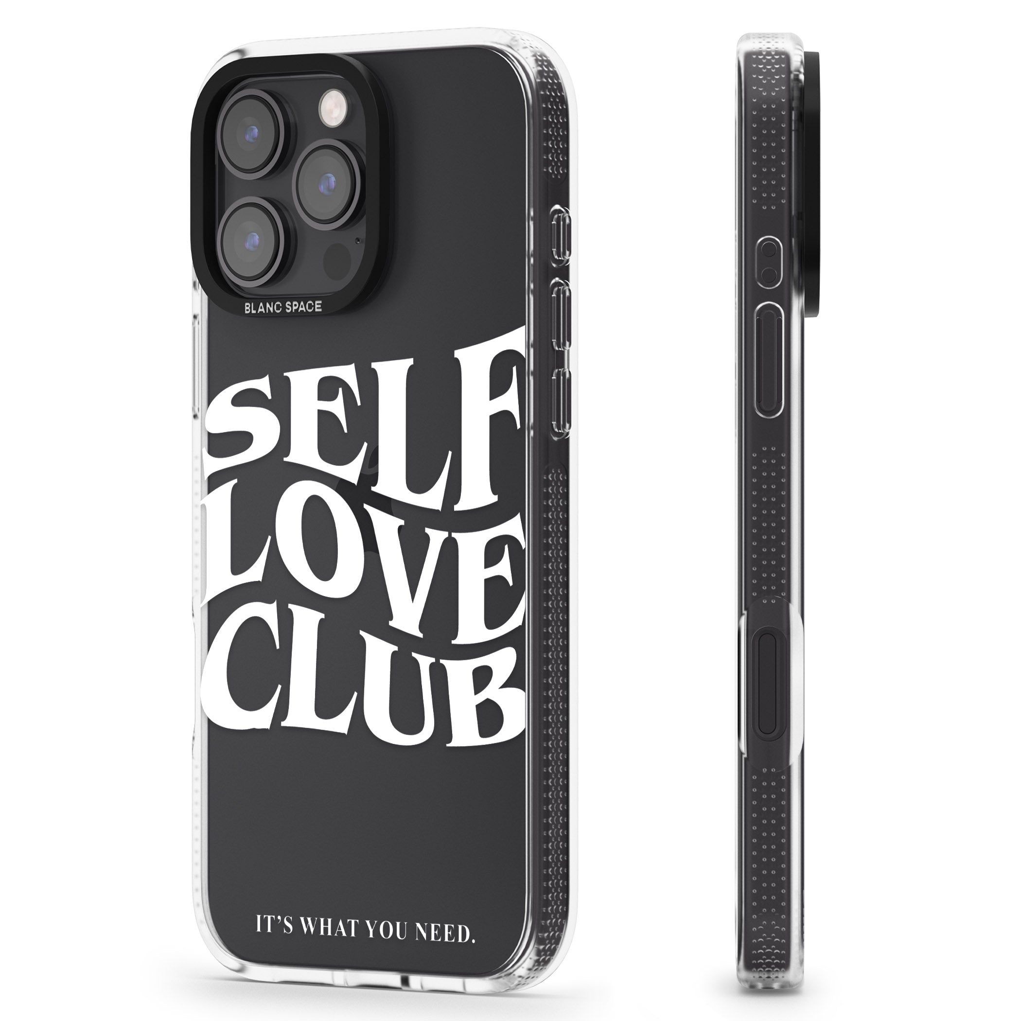 Self Love Club (White) iPhone 16 Pro Max / 16 Pro Clear Case Impact Air - Blanc Space